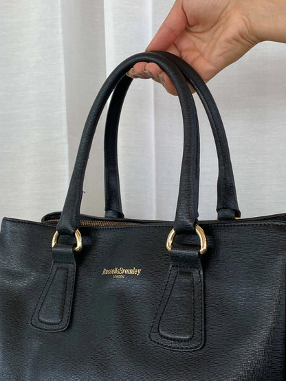 Classic Russel & Bromley London Black Leather Work Bag - Balagan Vintage Handbags 90s, consignment, Sadouf