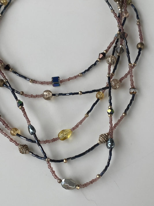 Cookie Lee Multi-Strand Beaded Layered Necklace - Balagan Vintage Necklace 00s, Necklace