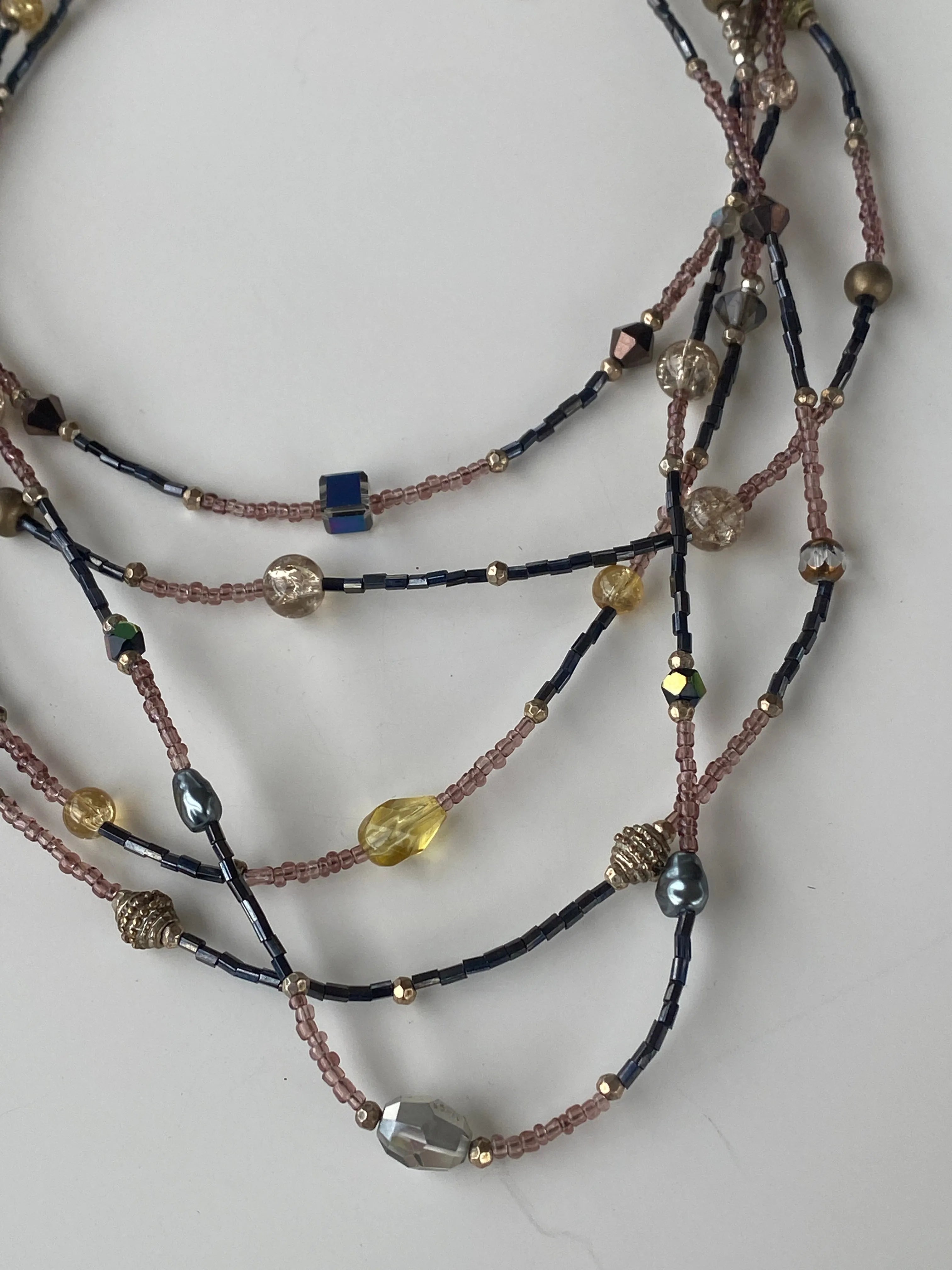 Cookie Lee Multi-Strand Beaded Layered Necklace - Balagan Vintage Necklace 00s, Necklace