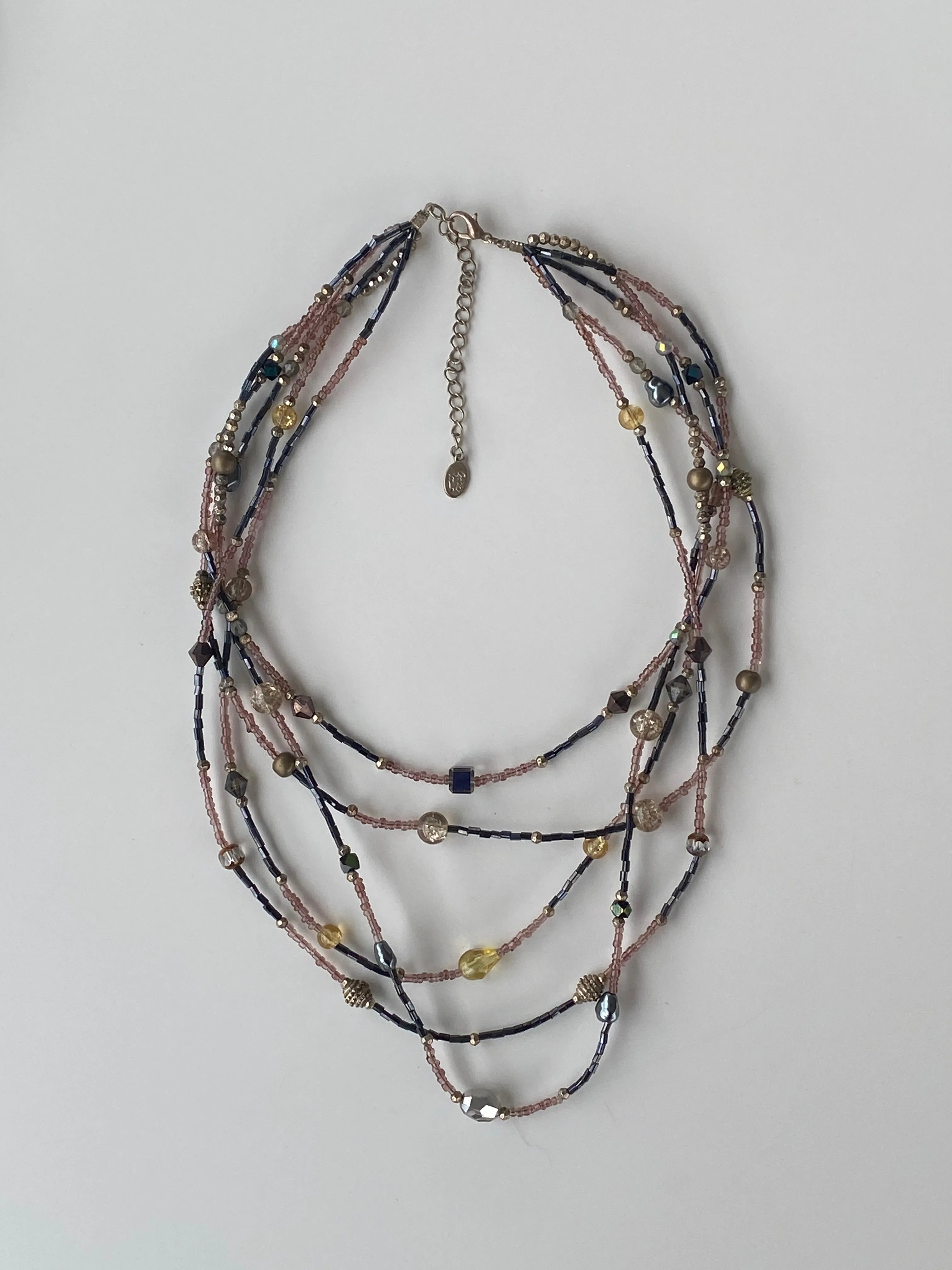 Cookie Lee Multi-Strand Beaded Layered Necklace - Balagan Vintage Necklace 00s, Necklace