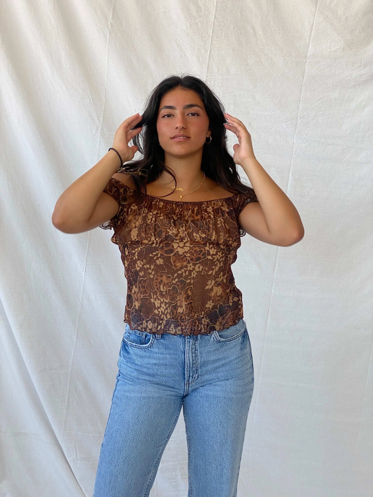 Cutest Y2K Floral Print Sheer Top - M - Balagan Vintage Half Sleeve Top 00s, Lana, sheer, summer, Y2K