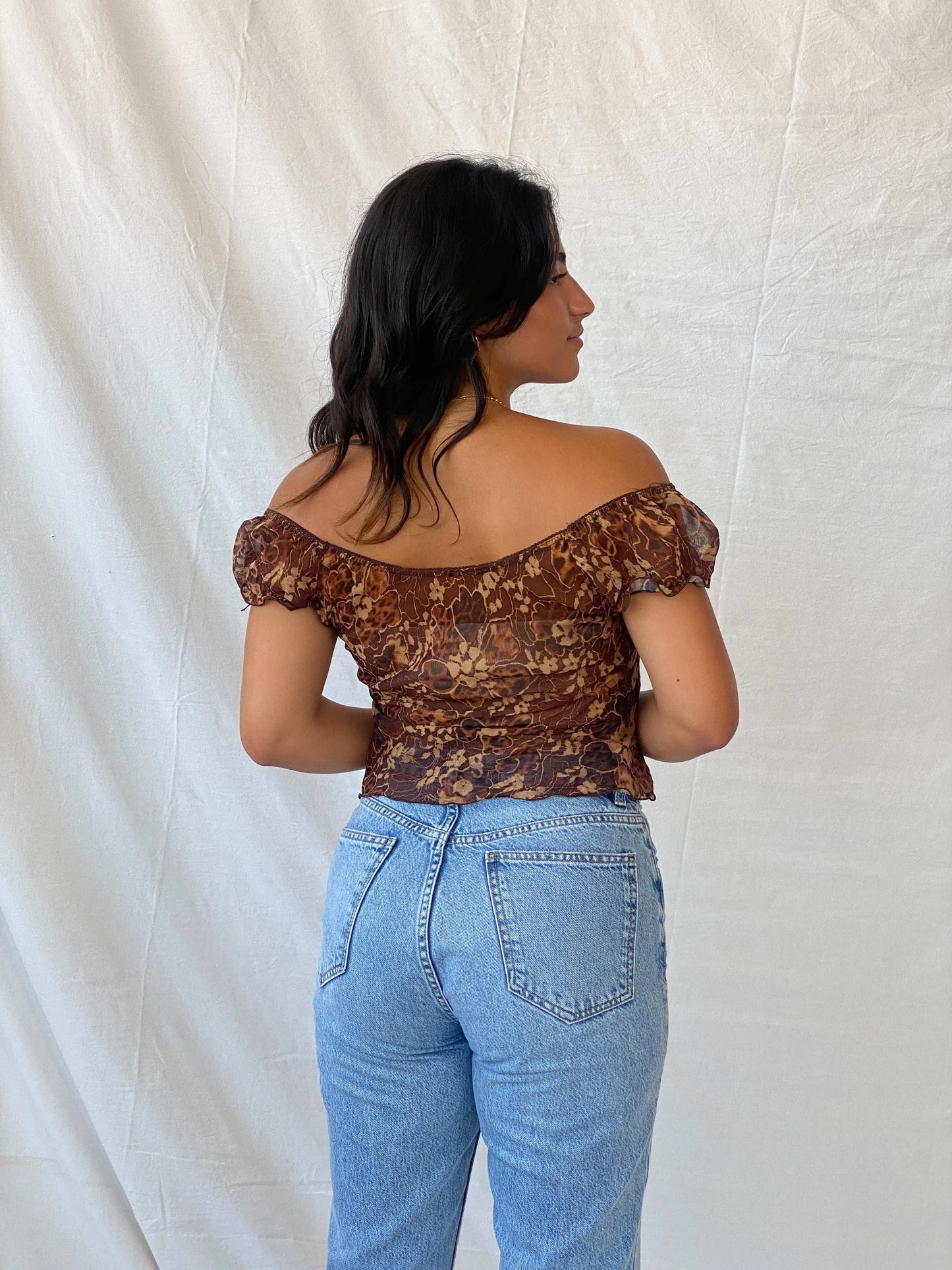 Cutest Y2K Floral Print Sheer Top - M - Balagan Vintage Half Sleeve Top 00s, Lana, sheer, summer, Y2K