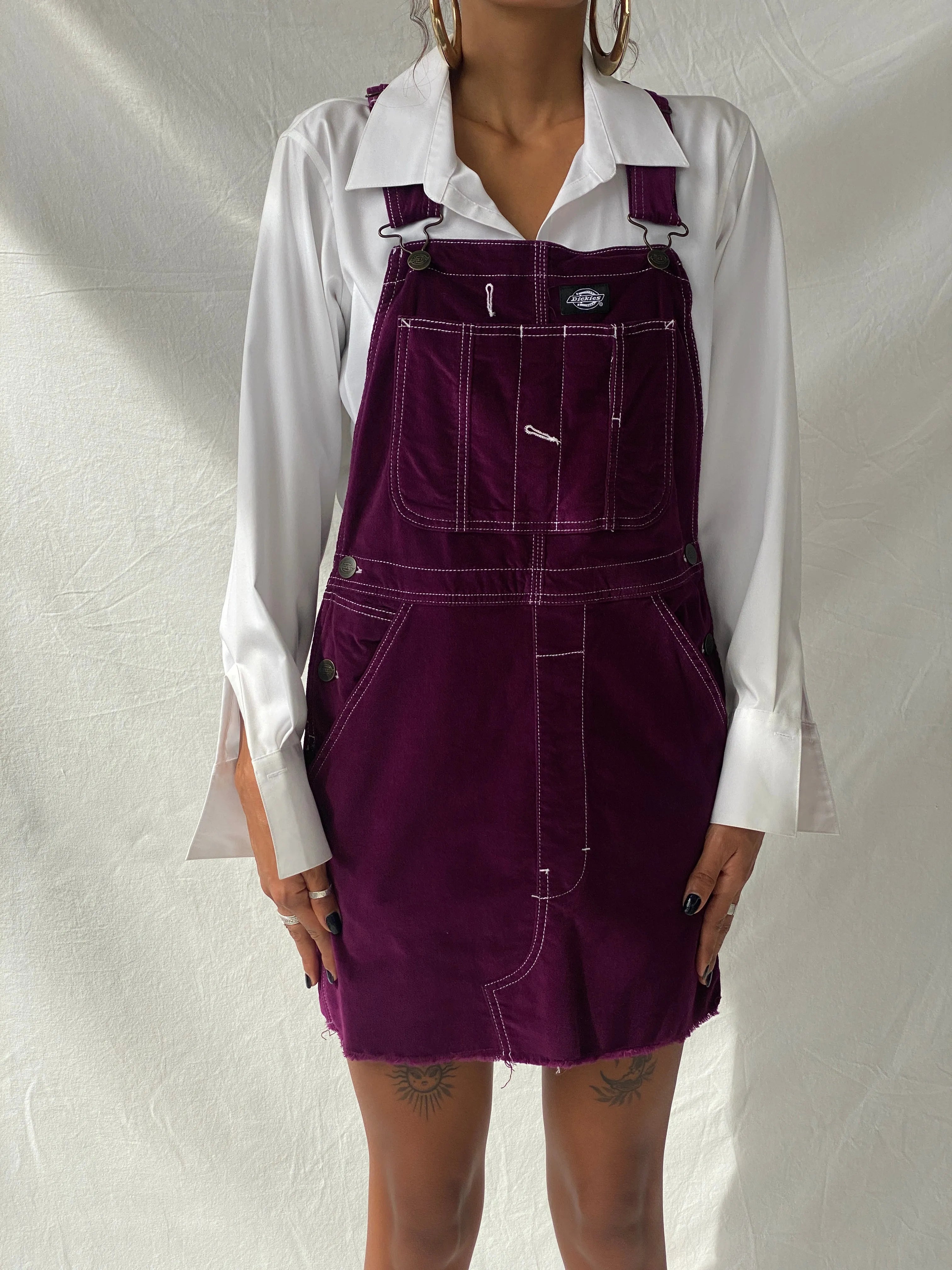 Dickies Juniors’ Carpenter Overall Corduroy Women’s Jumper Dress - XS - Balagan Vintage Midi Dress floral dress, midi dress, summer, Tojan