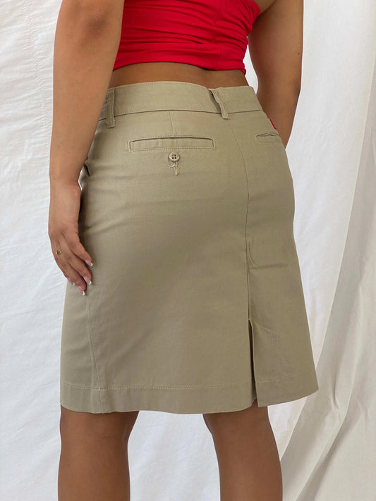 Dickies Khaki Straight Pencil Twill Skirt - Balagan Vintage Midi Skirt 00s, Lana, midi skirt, summer