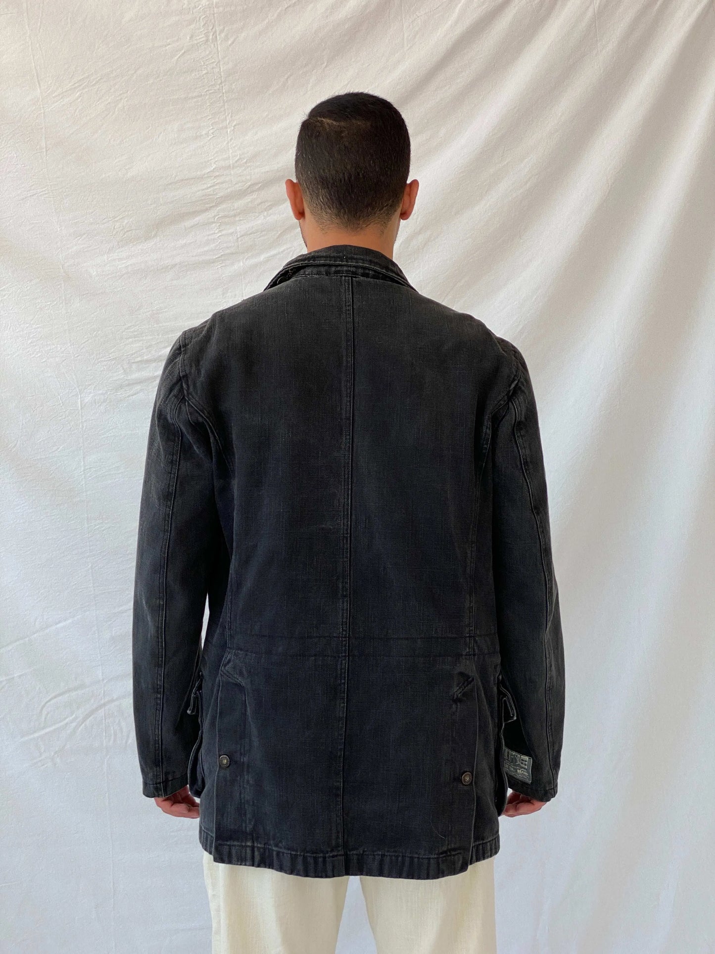 Diesel Black Denim Heavy Long Jacket - XXL - Balagan Vintage Denim Jacket 90s, denim, denim jacket, Ramez