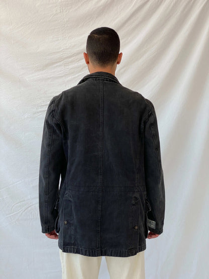 Diesel Black Denim Heavy Long Jacket - XXL - Balagan Vintage Denim Jacket 90s, denim, denim jacket, Ramez