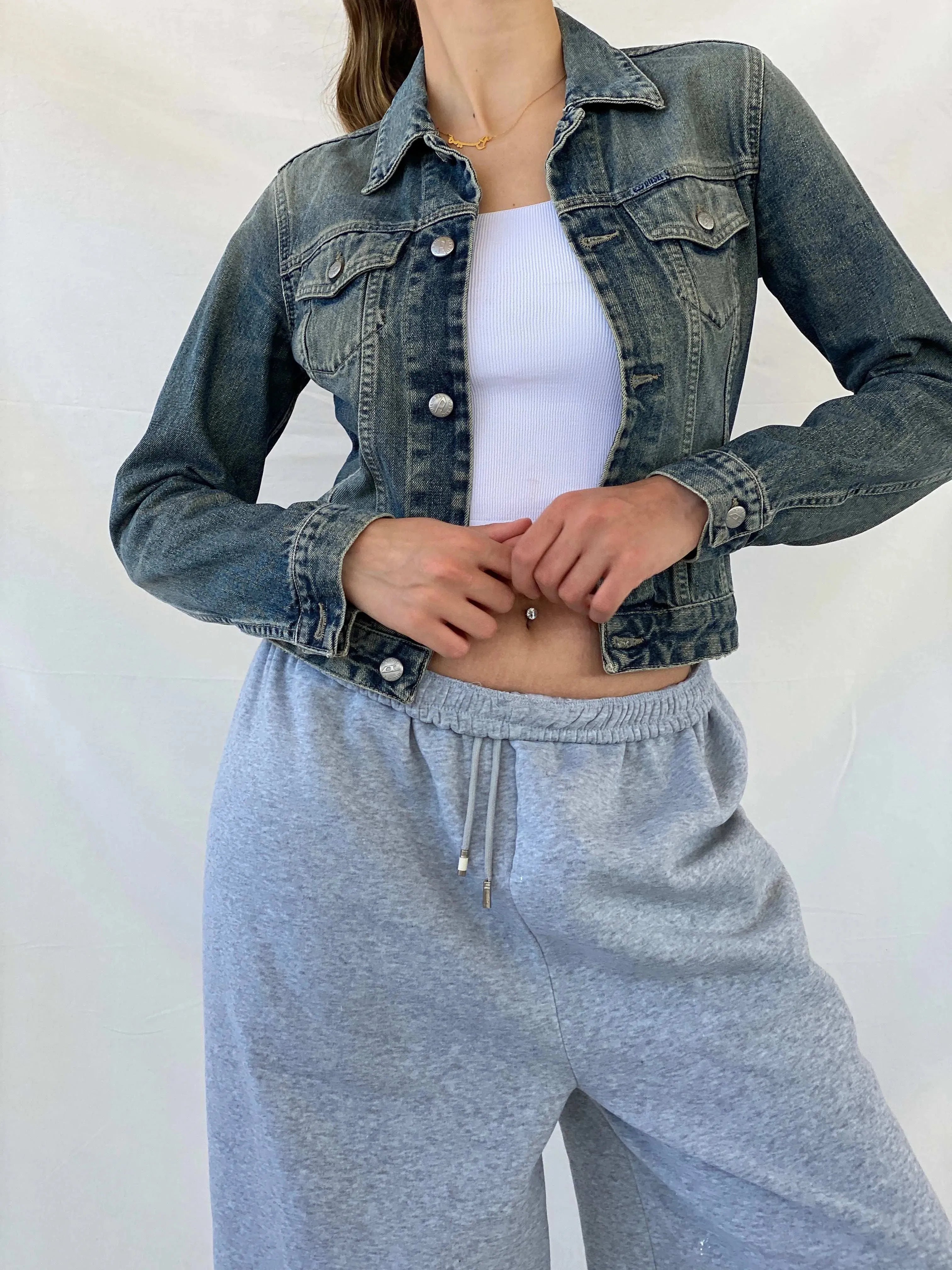 Diesel Fitted Women’s Washed Denim Jacket - S - Balagan Vintage Denim Jacket 00s, Coats&Jackets, denim, denim jacket, Diesel, Mira, Women's Denim Jackets
