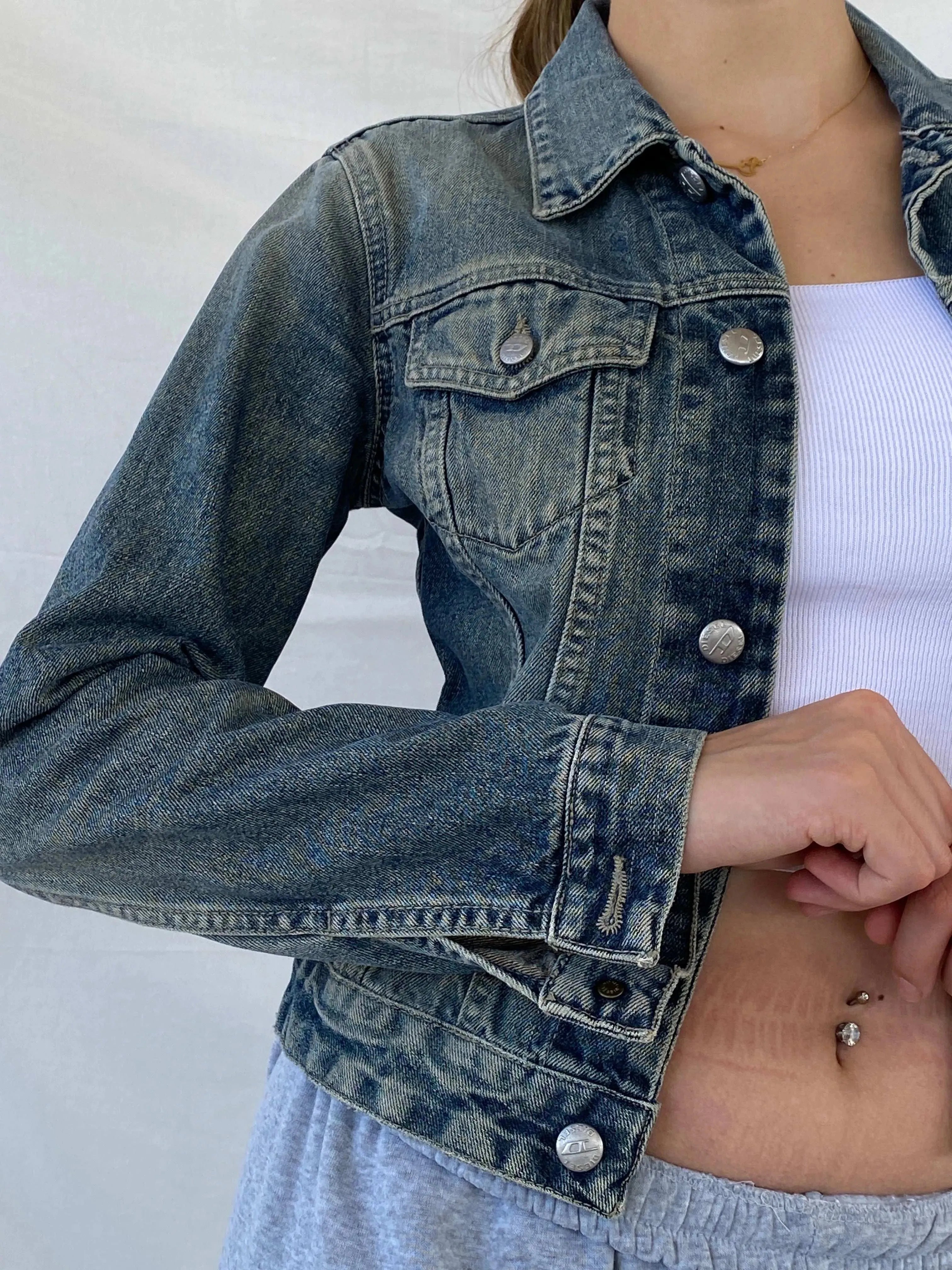 Diesel Fitted Women’s Washed Denim Jacket - S - Balagan Vintage Denim Jacket 00s, Coats&Jackets, denim, denim jacket, Diesel, Mira, Women's Denim Jackets