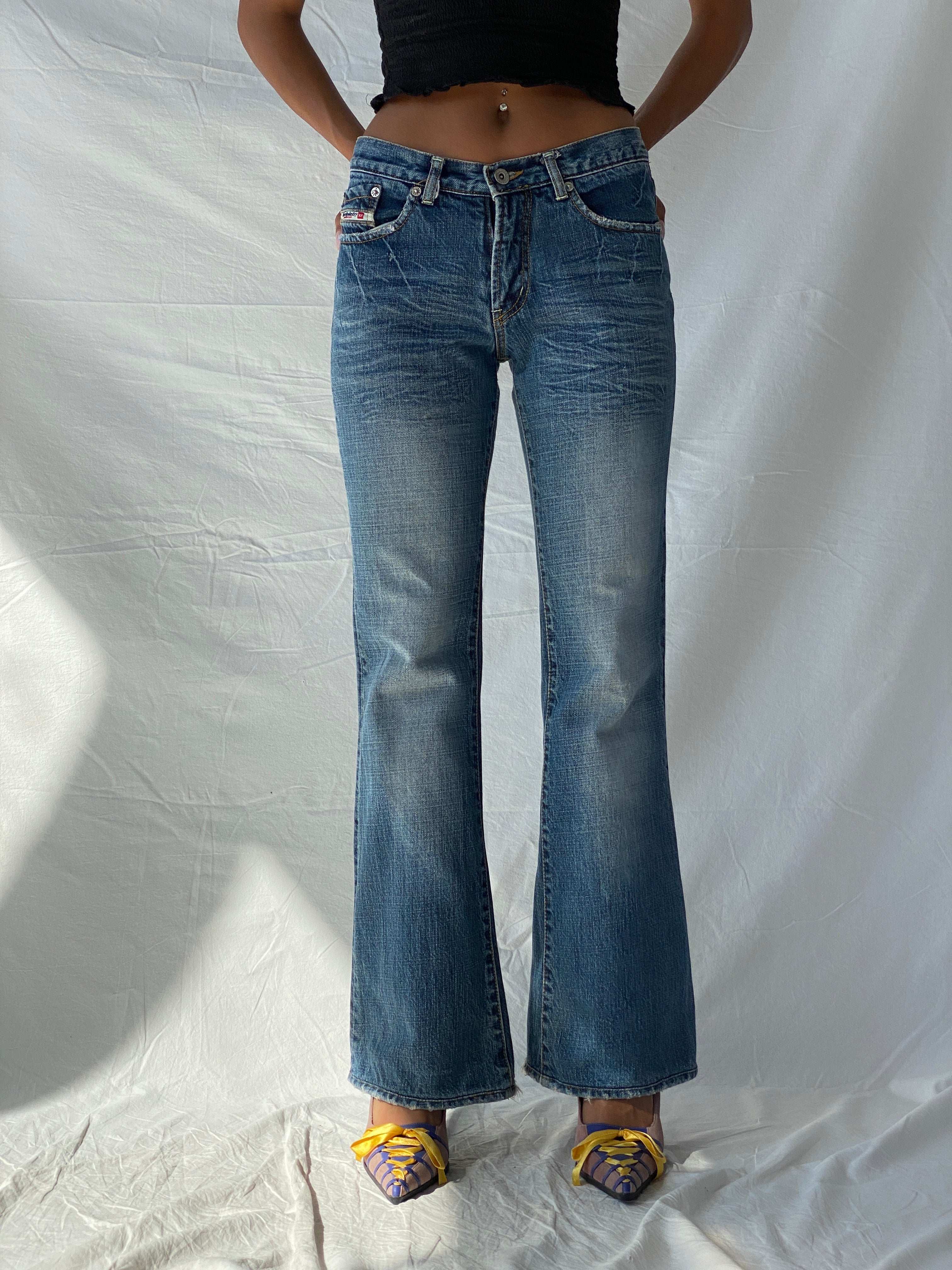 Diesel Industry Denim Division Mid Rise Washed Flare Jeans - 34EUR - Balagan Vintage Jeans 00s, 90s, Deals, denim, Diesel, jeans, low rise jeans, straight cut jeans, Tojan