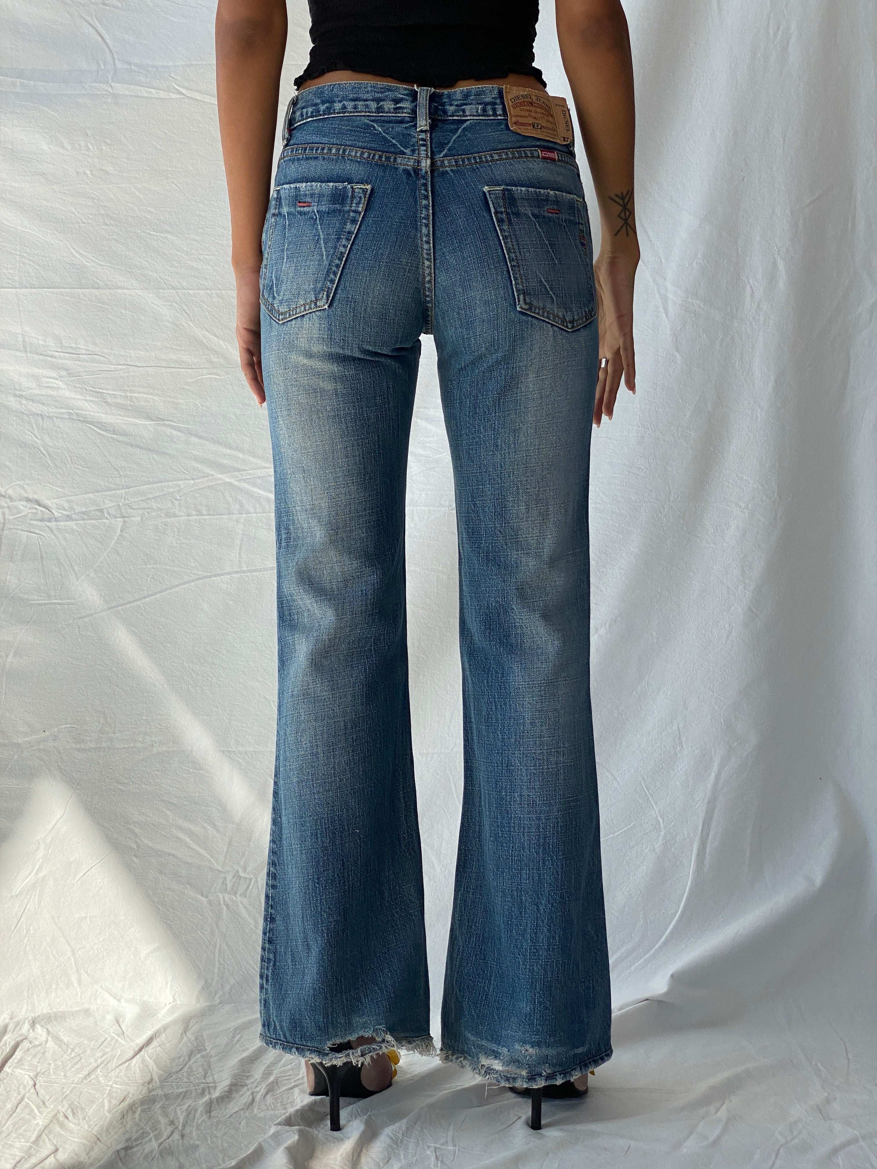 Diesel Industry Denim Division Mid Rise Washed Flare Jeans - 34EUR - Balagan Vintage Jeans 00s, 90s, Deals, denim, Diesel, jeans, low rise jeans, straight cut jeans, Tojan