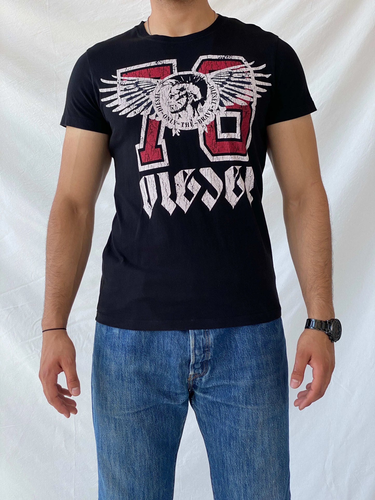 Diesel Men‘s Cotton Black T-Shirt - M - Balagan Vintage Half Sleeve Top 90s, men top, Ramez