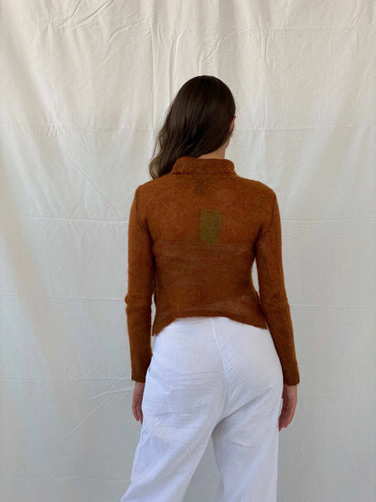 Diesel StyleLab Orange Mohair Knitted High-Neck Sweater - S - Balagan Vintage Full Sleeve Top 00s, 90s, full sleeve top, Mira