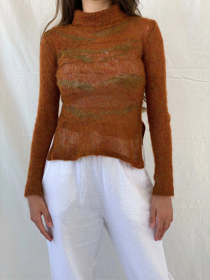 Diesel StyleLab Orange Mohair Knitted High-Neck Sweater - S - Balagan Vintage Full Sleeve Top 00s, 90s, full sleeve top, Mira
