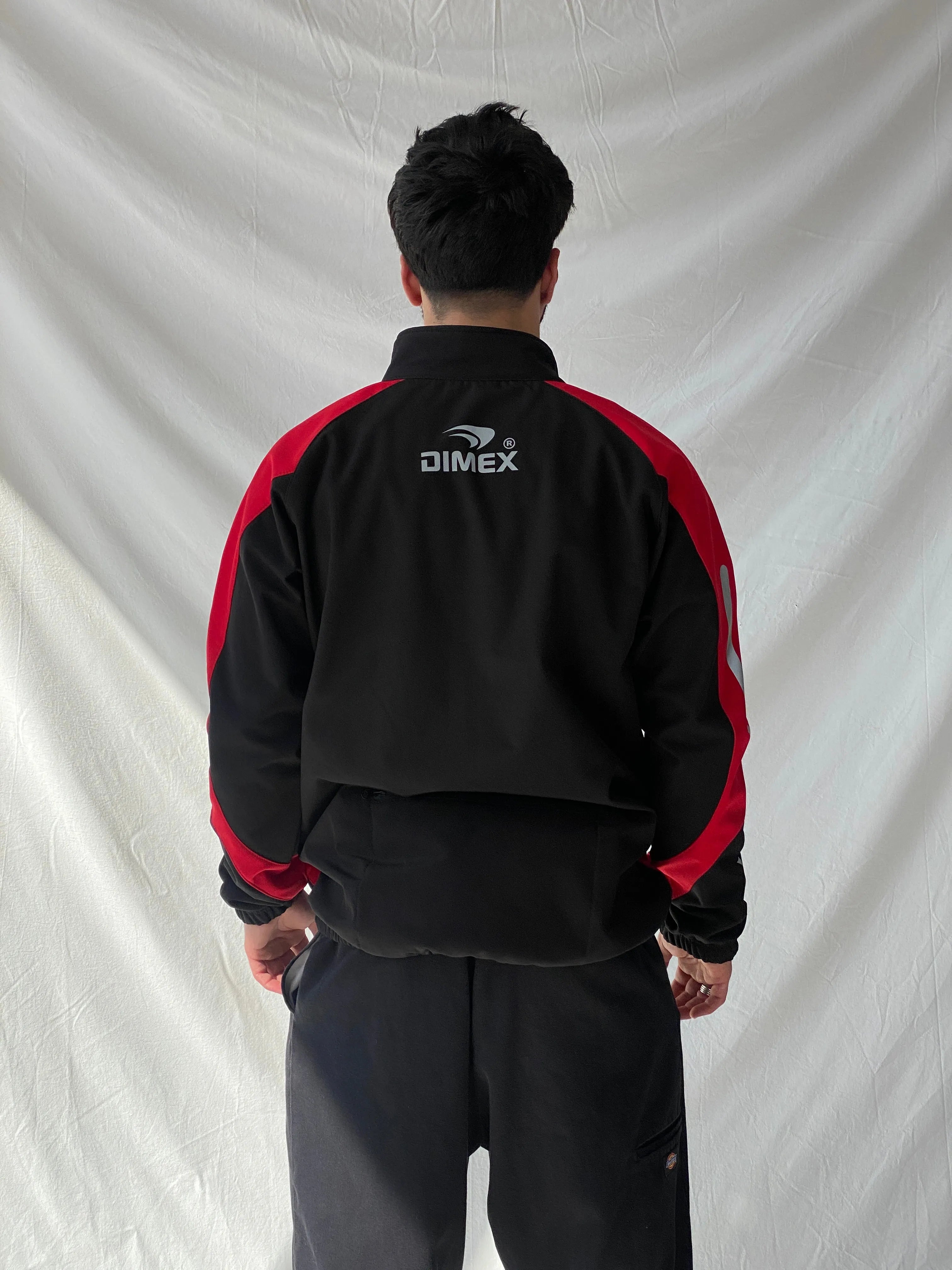 Dimex Colorblock Soft Shell Men’s Zip Up Red Black Cycling Jacket - L - Balagan Vintage Jacket 90s, consignment, Hamza, jacket, men, streetwear, vintage, vintage sweater, winter