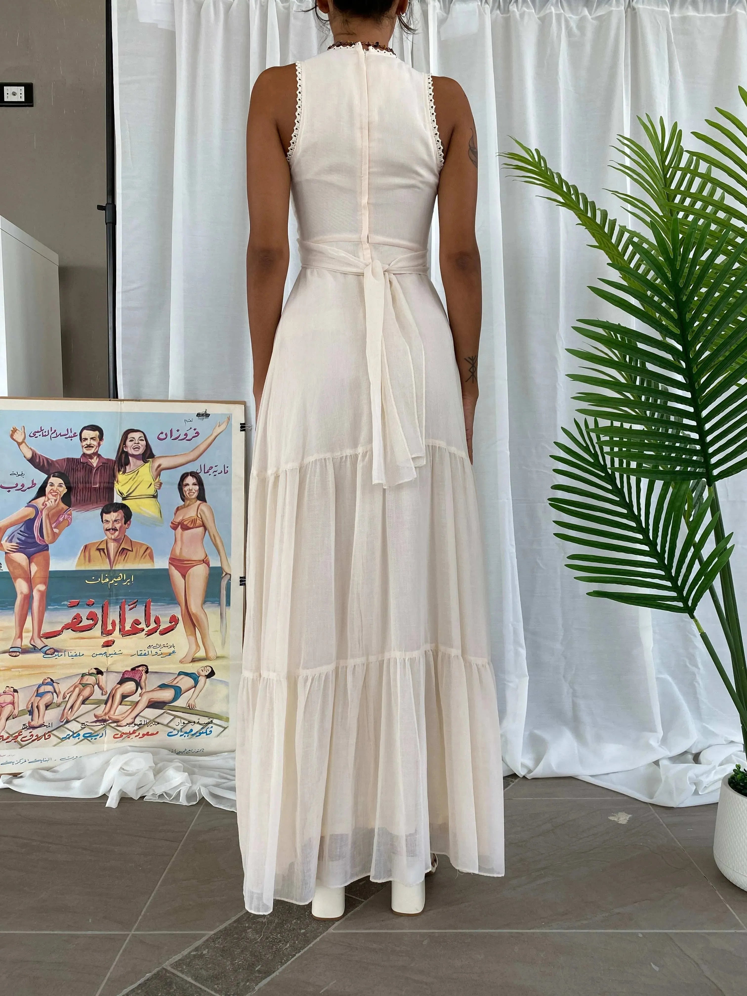 Dreamy 70s Phase II California Beige Cottage Core Maxi Dress - XS - Balagan Vintage Maxi Dress 70s, Cottage core, maxi dress, summer dress, Tojan, vintage dress, Wedding Guest