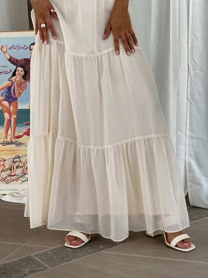 Dreamy 70s Phase II California Beige Cottage Core Maxi Dress - XS - Balagan Vintage Maxi Dress 70s, Cottage core, maxi dress, summer dress, Tojan, vintage dress, Wedding Guest