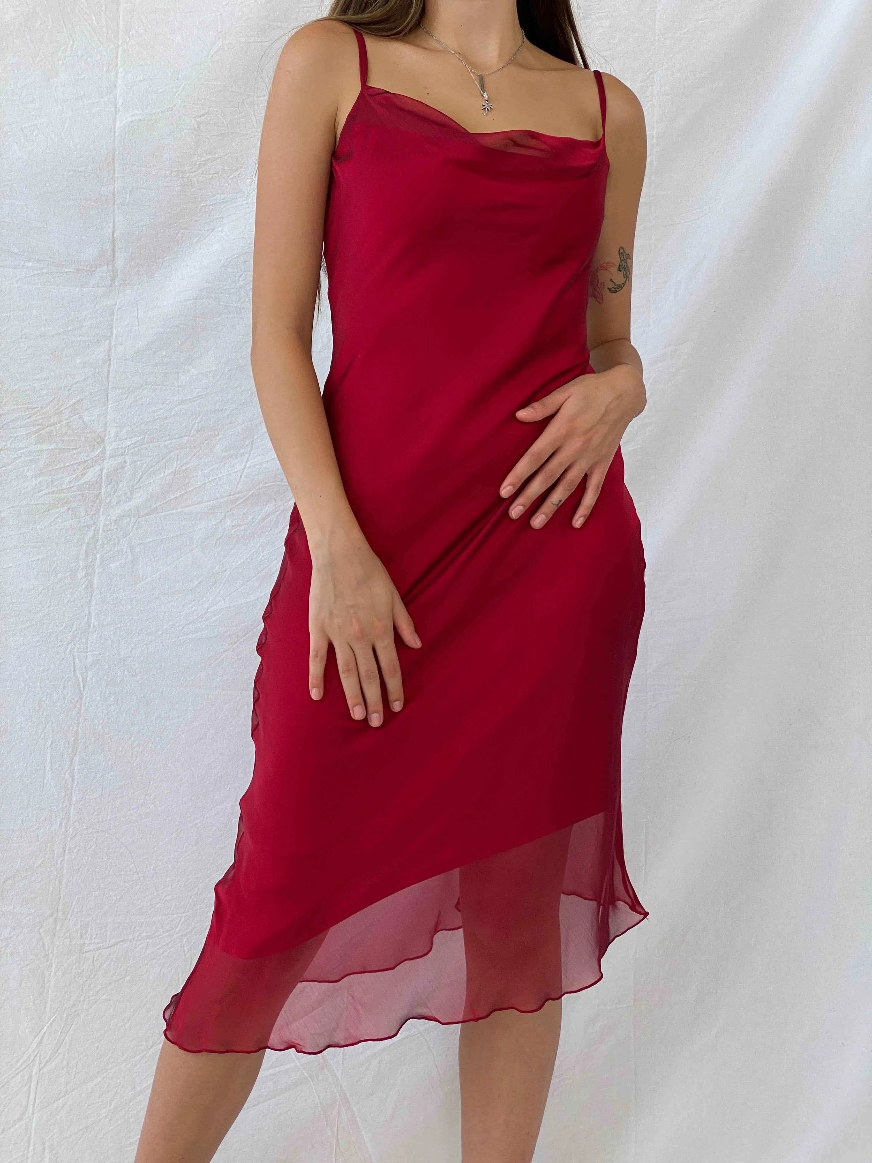 Dreamy Vintage 90s New Look Red Asymmetrical Dress - Balagan Vintage Midi Dress 00s dress, midi dress, Mira
