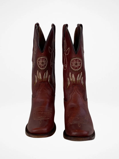 El General Western Embroidered Brown Nubuck Leather Women’s Rodeo Classics Cowboy Boots - Balagan Vintage Boots 00s, 90s, Boots, brown leather, cowboy, cowboy boots, shoes