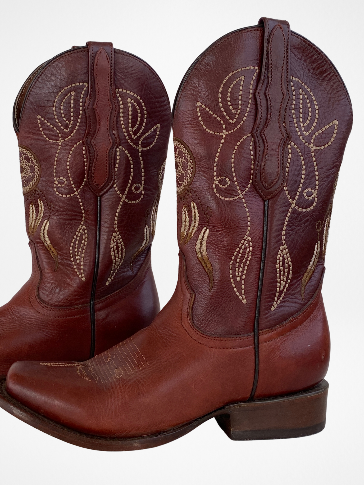 El General Western Embroidered Brown Nubuck Leather Women’s Rodeo Classics Cowboy Boots - Balagan Vintage Boots 00s, 90s, Boots, brown leather, cowboy, cowboy boots, shoes