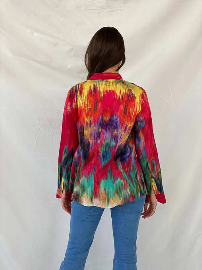 ESCADA Sport Multicolor Women’s Long Sleeve Button Up Shirt - M - Balagan Vintage Full Sleeve Shirt 00s, cotton shirt, full sleeve shirt, Mira, winter, women shirt, women top