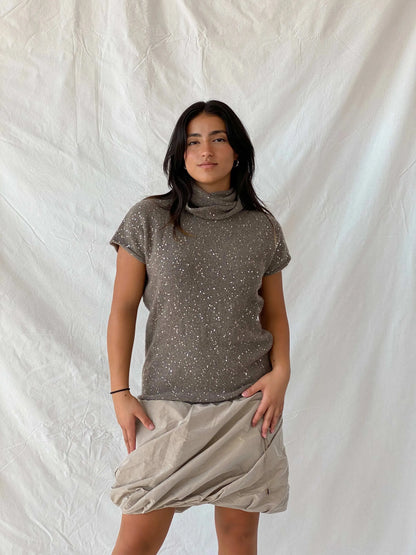 FABIANA FILIPPI Luxury Sequined Cashmere Balloon Hem Dress - M - Balagan Vintage Midi Dress 90s dress, Deals, dress, Lana, midi dress, rare find, rare vintage, summer, womens