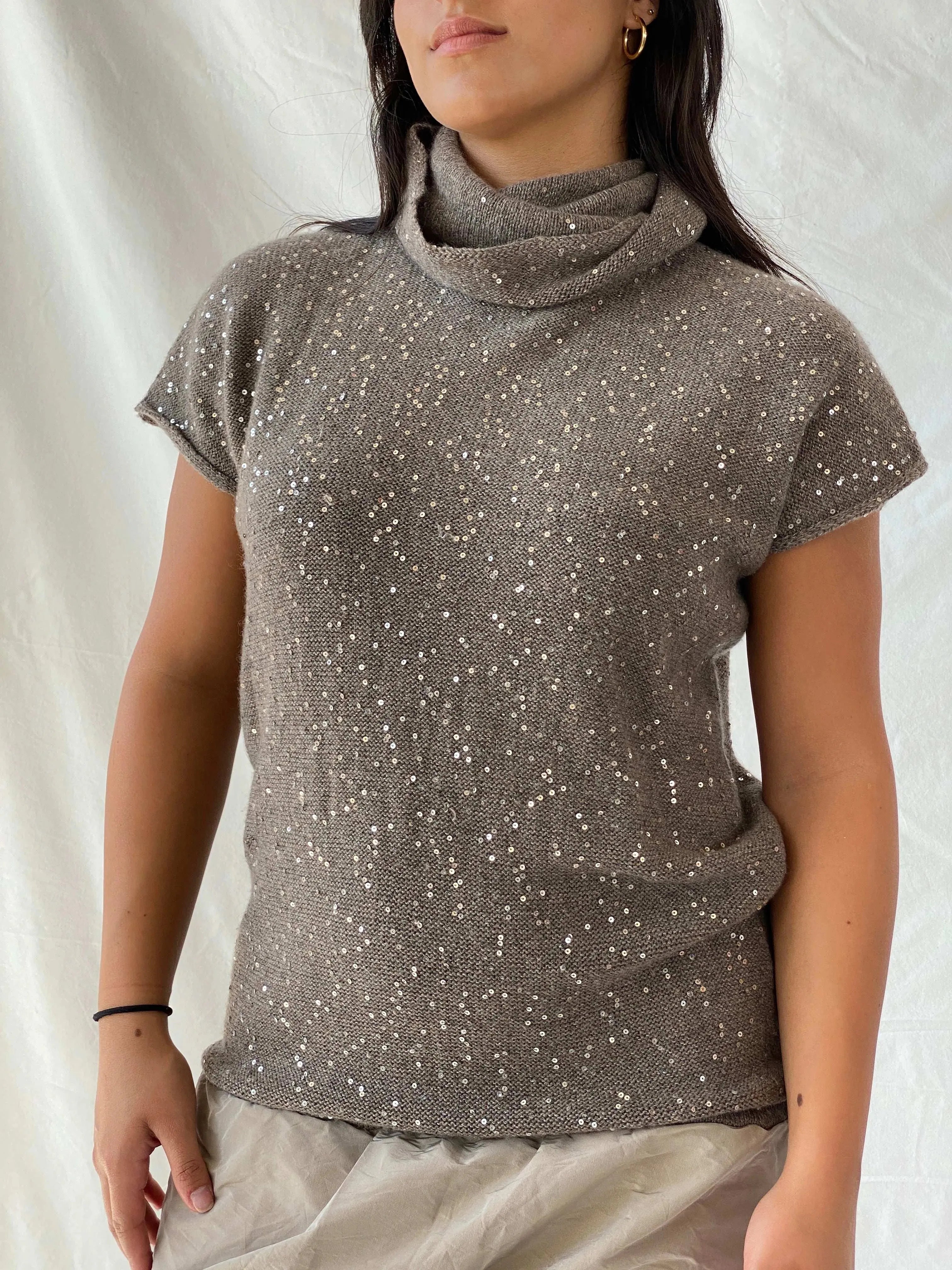 FABIANA FILIPPI Luxury Sequined Cashmere Balloon Hem Dress - M - Balagan Vintage Midi Dress 90s dress, Deals, dress, Lana, midi dress, rare find, rare vintage, summer, womens