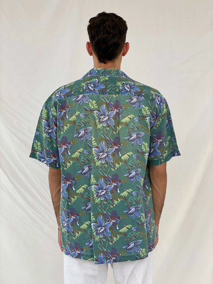 GAP Floral Print Green Half Sleeve Shirt Size M - Balagan Vintage Half Sleeve Shirt Awsam, floral, floral shirt, half sleeve shirt, mens shirt, printed shirt