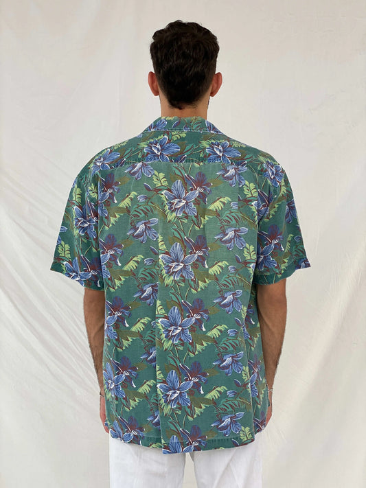GAP Floral Print Green Half Sleeve Shirt Size M - Balagan Vintage Half Sleeve Shirt Awsam, floral, floral shirt, half sleeve shirt, mens shirt, printed shirt