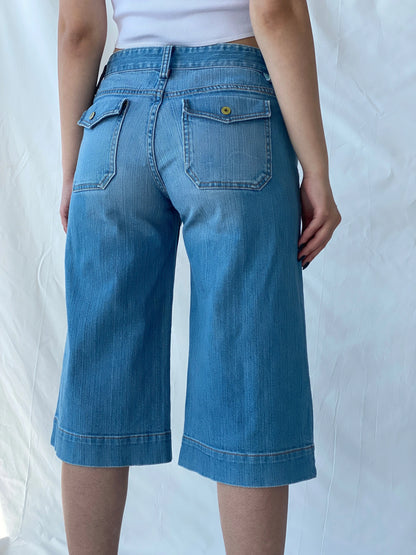 GAP Knee Length Jorts Mid-Rise Denim Shorts - 38EUR - Balagan Vintage Shorts 00s, 90s, Bermuda Shorts, Mira, Office core, shorts, striped, winter