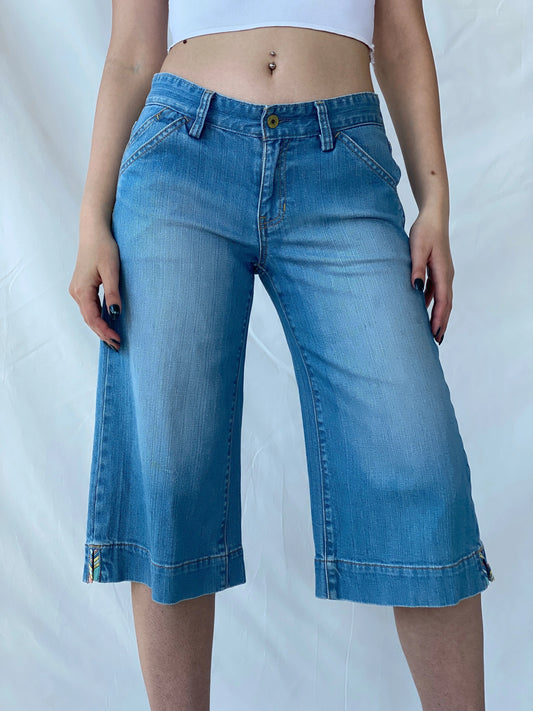 GAP Knee Length Jorts Mid-Rise Denim Shorts - 38EUR - Balagan Vintage Shorts 00s, 90s, Bermuda Shorts, Mira, Office core, shorts, striped, winter