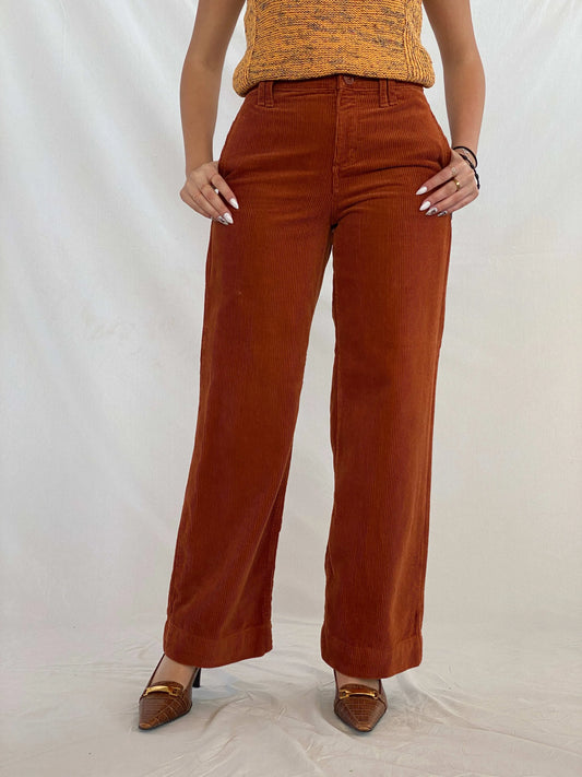 Gorgeous ANA Wide Legged Orange Corduroy Pants - Balagan Vintage Corduroy Pants 00s, corduroy, corduroy pants, Juana