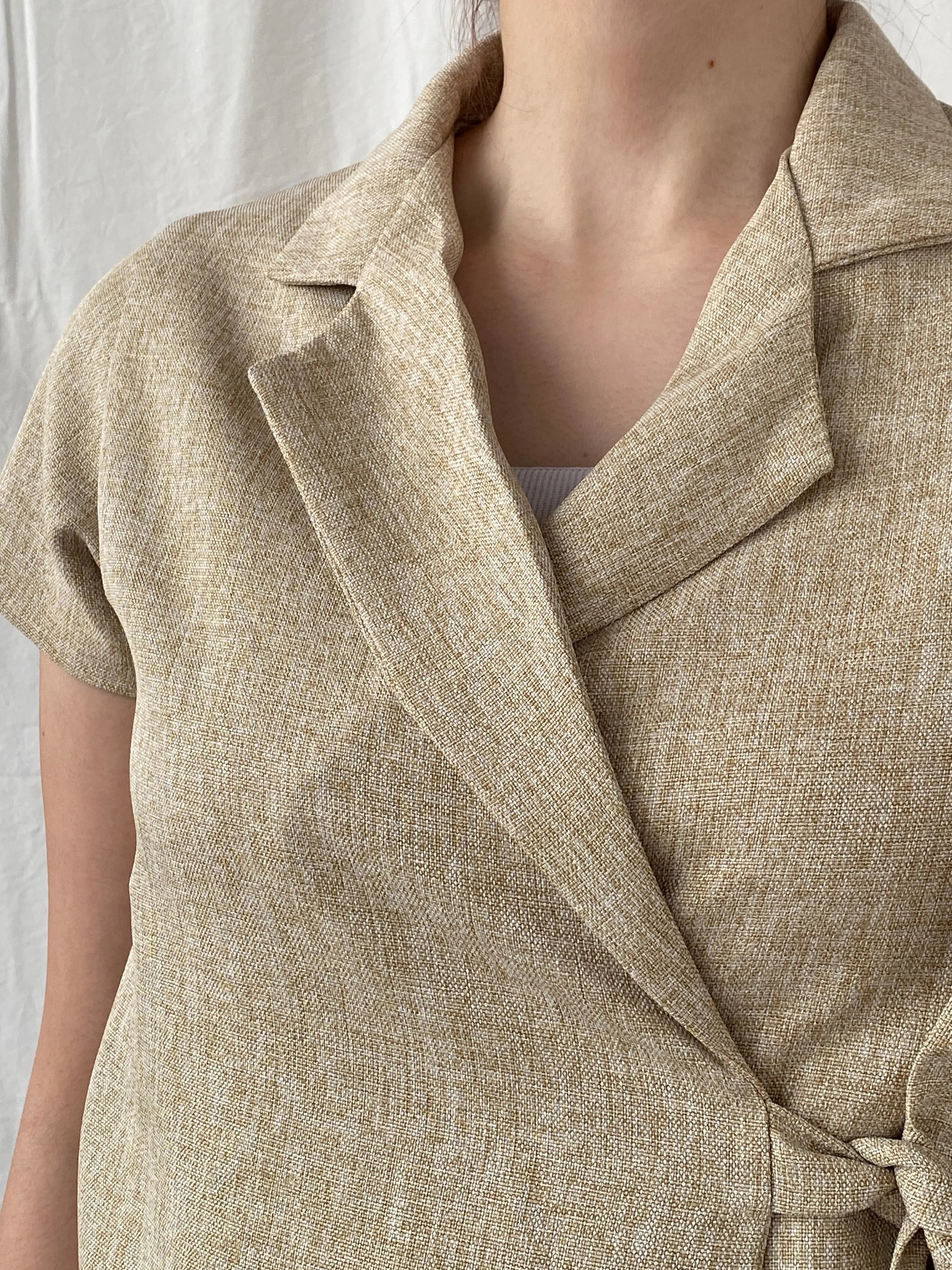 Gorgeous Hana Milin Cotton Linen Blend Women’s Beige Short Sleeve Wrap Blazer - S - Balagan Vintage Half Sleeve Blazer 00s, Ayah, blazer, Coats&Jackets, half sleeve blazer, vintage blazer, Women's Blazers