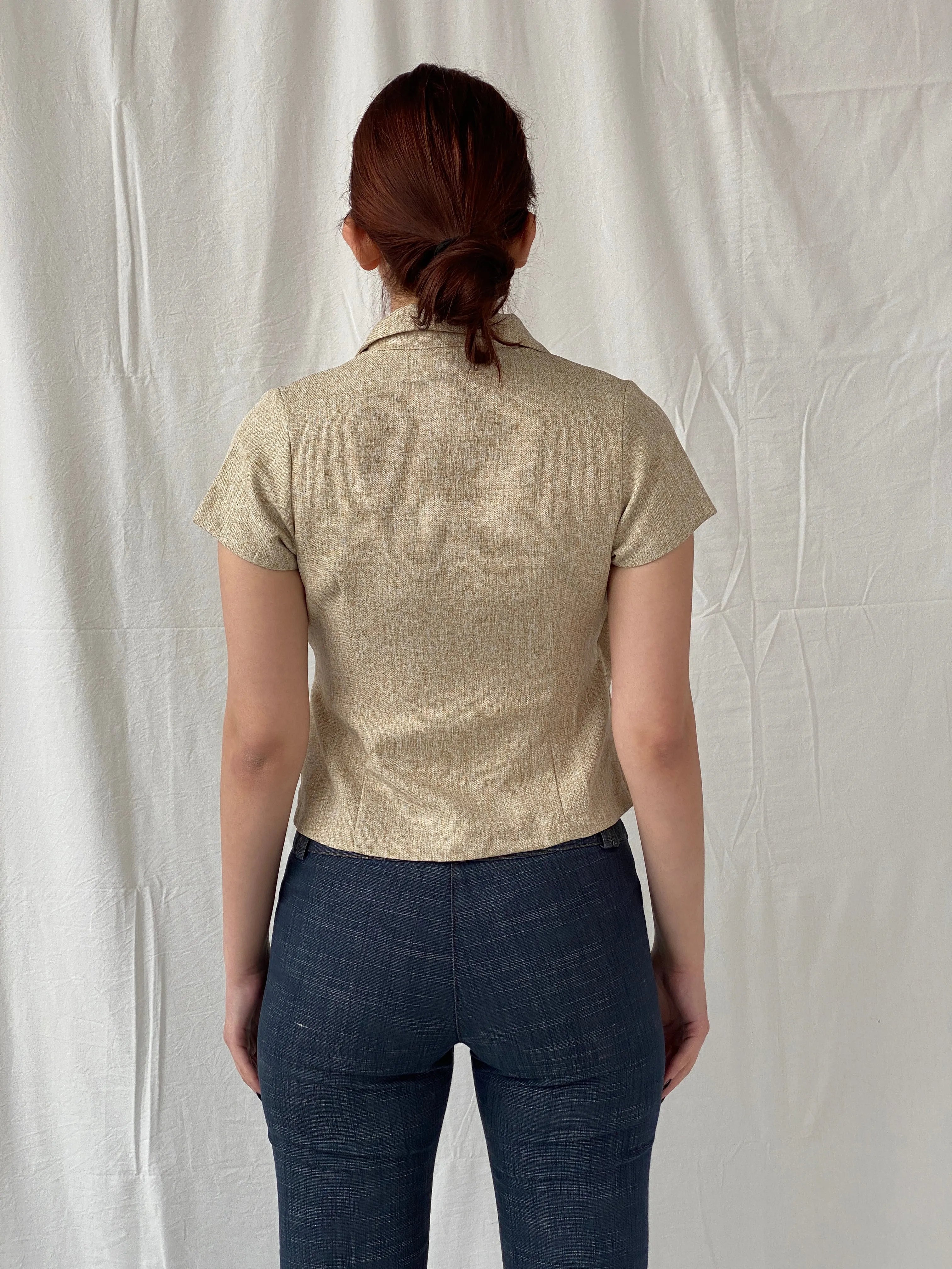 Gorgeous Hana Milin Cotton Linen Blend Women’s Beige Short Sleeve Wrap Blazer - S - Balagan Vintage Half Sleeve Blazer 00s, Ayah, blazer, half sleeve blazer, NEW IN, vintage blazer