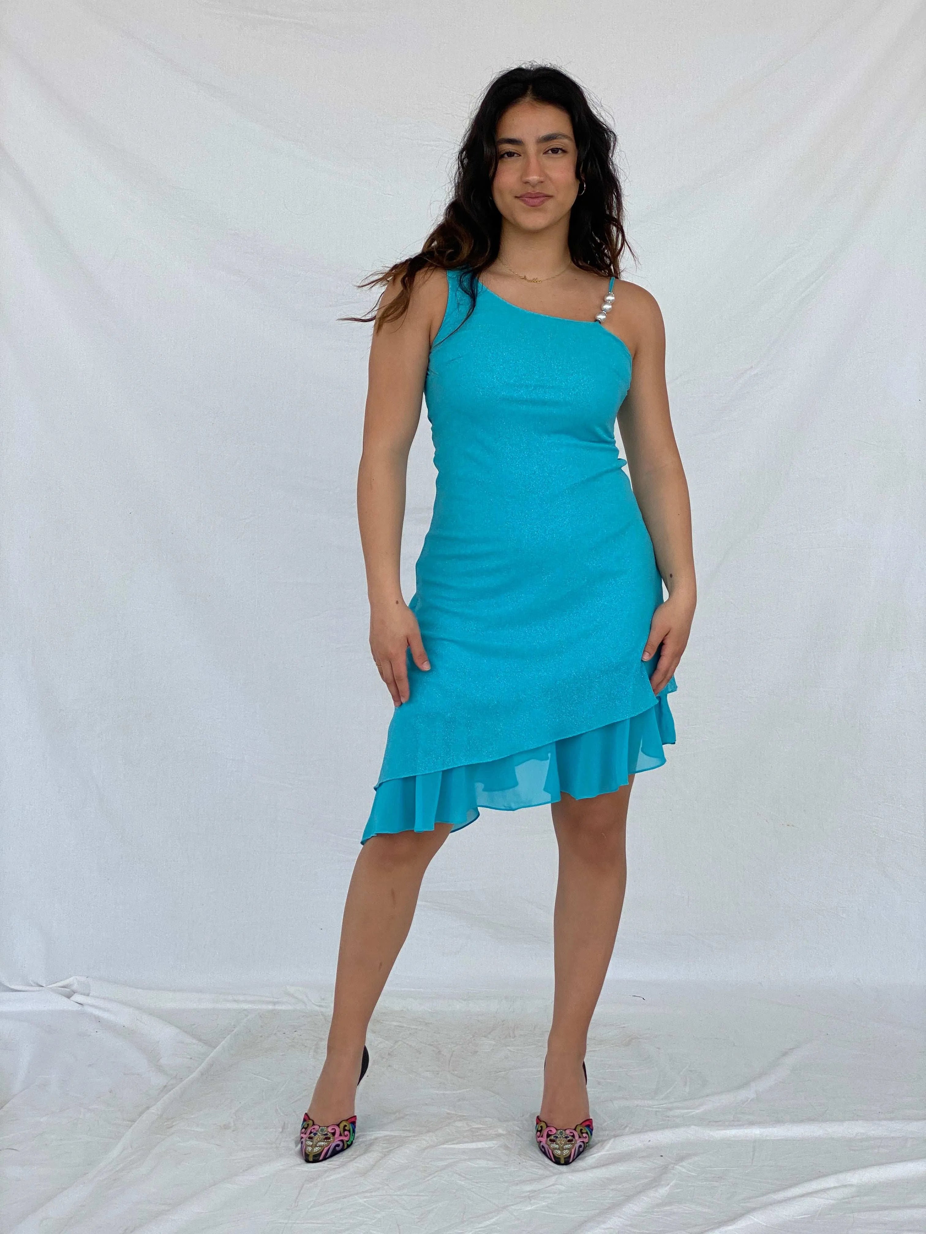 Gorgeous Shimmery Y2K Midi Dress - Size M - Balagan Vintage Midi Dress 00s, Lana, midi dress, summer