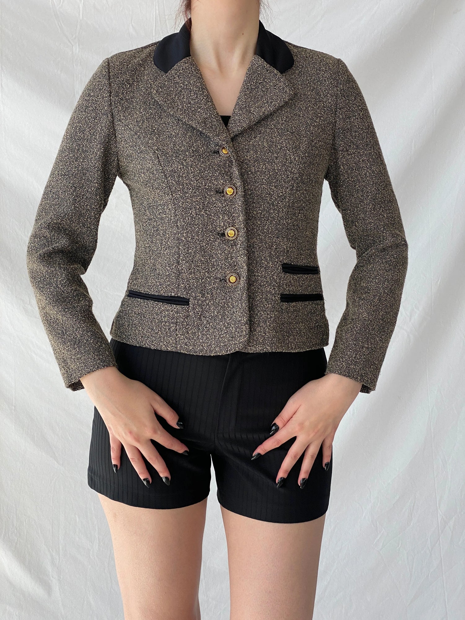 Gorgeous Vintage Dani Max Petite Gray Tweed Fitted Women’s Blazer - M - Balagan Vintage Blazer 00s, Ayah, blazer, Coats&Jackets, full sleeve blazer, striped, tweed blazer, Women's Blazers