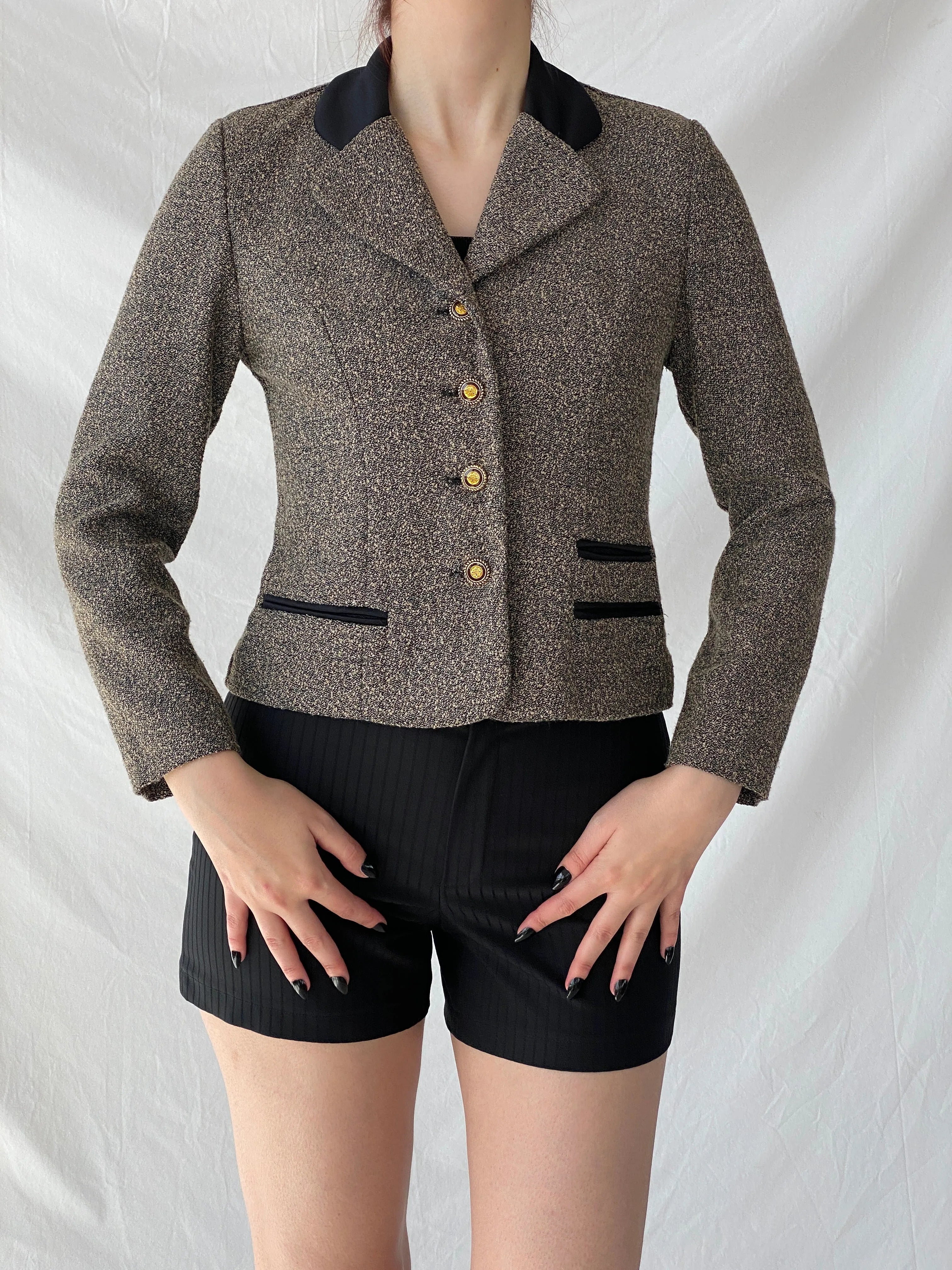 Gorgeous Vintage Dani Max Petite Gray Tweed Fitted Women’s Blazer - M - Balagan Vintage Blazer 00s, Ayah, blazer, Coats&Jackets, full sleeve blazer, striped, tweed blazer, Women's Blazers