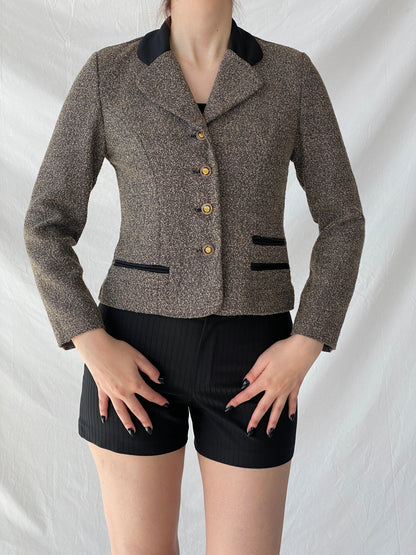 Gorgeous Vintage Dani Max Petite Gray Tweed Fitted Women’s Blazer - M - Balagan Vintage Blazer 00s, Ayah, blazer, Coats&Jackets, full sleeve blazer, striped, tweed blazer, Women's Blazers