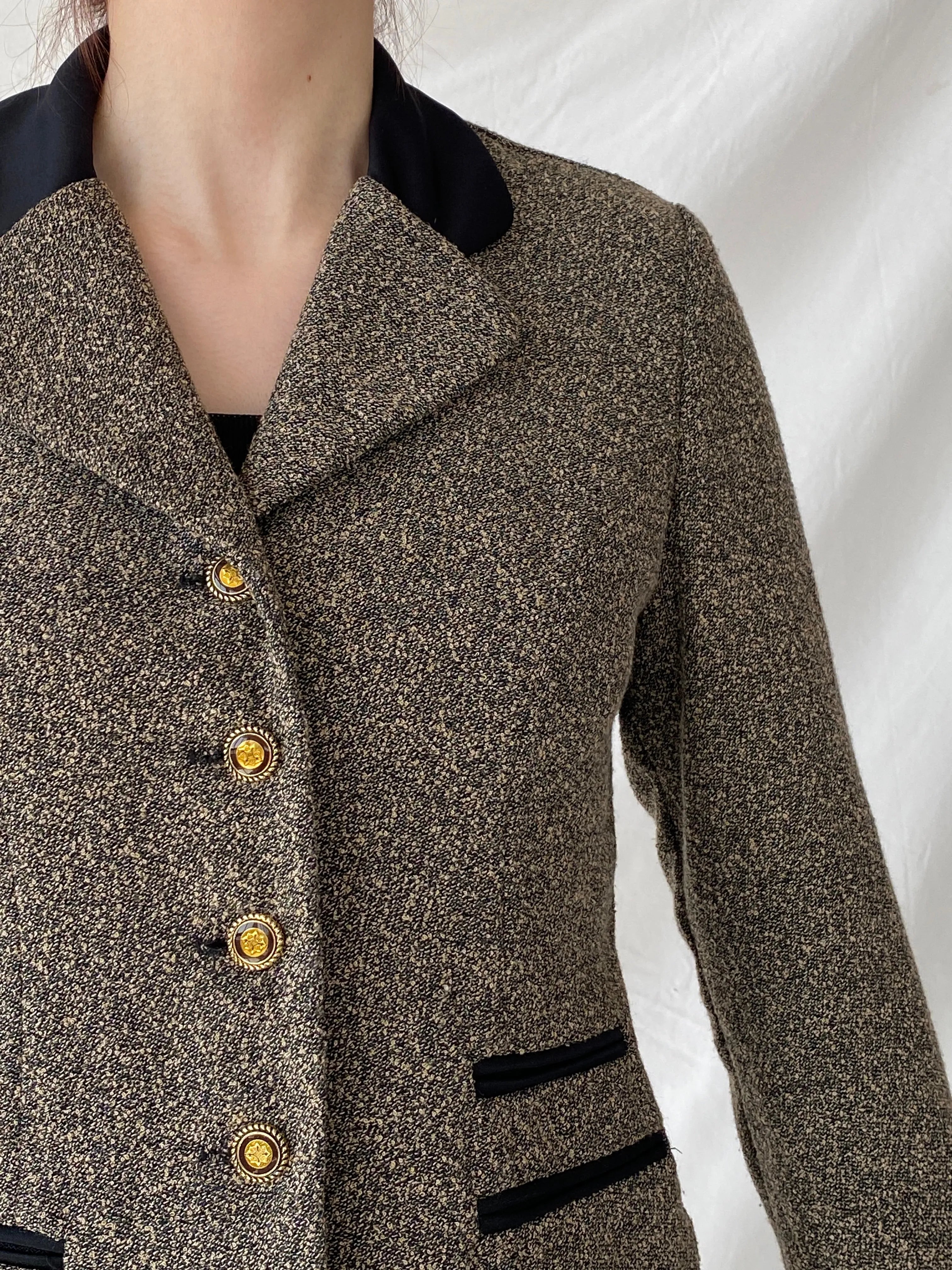 Gorgeous Vintage Dani Max Petite Gray Tweed Fitted Women’s Blazer - M - Balagan Vintage Blazer 00s, Ayah, blazer, Coats&Jackets, full sleeve blazer, striped, tweed blazer, Women's Blazers
