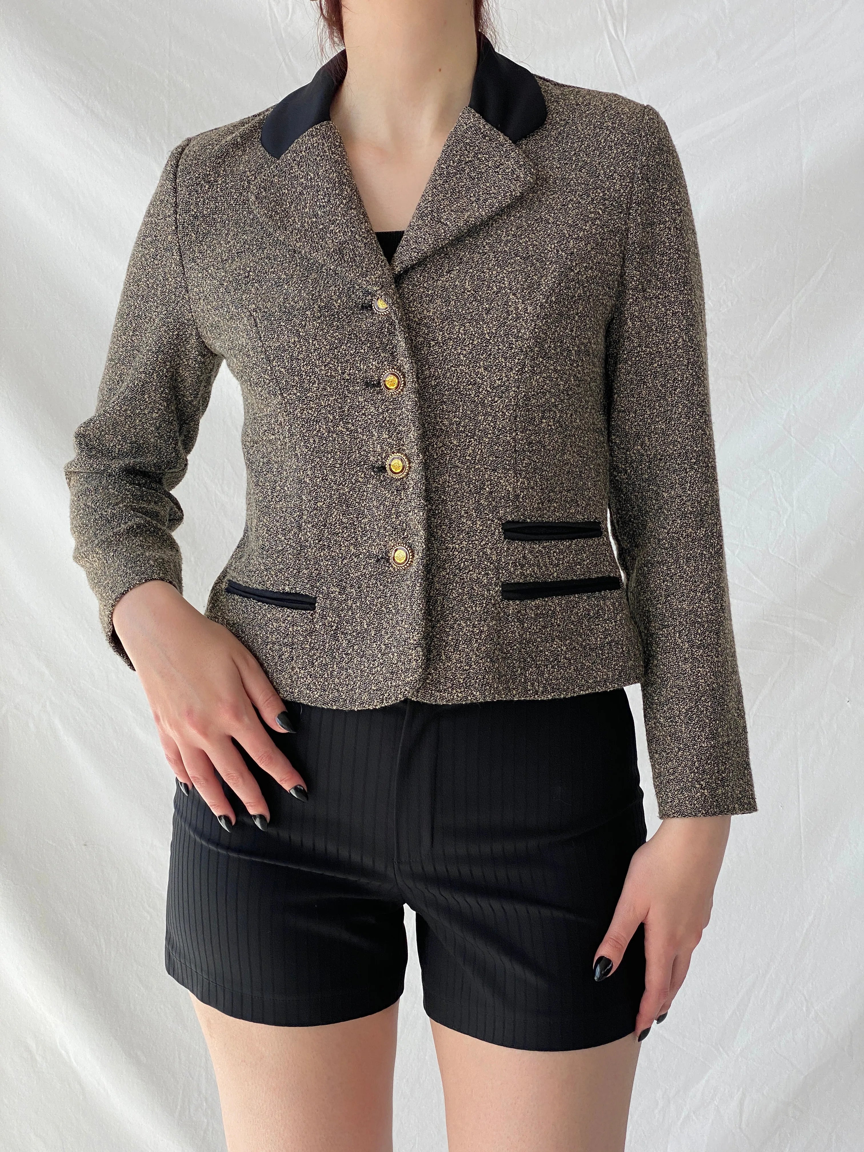Gorgeous Vintage Dani Max Petite Gray Tweed Fitted Women’s Blazer - M - Balagan Vintage Blazer 00s, Ayah, blazer, Coats&Jackets, full sleeve blazer, striped, tweed blazer, Women's Blazers