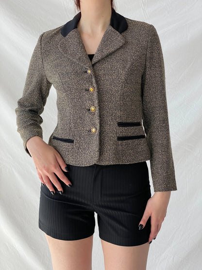 Gorgeous Vintage Dani Max Petite Gray Tweed Fitted Women’s Blazer - M - Balagan Vintage Blazer 00s, Ayah, blazer, Coats&Jackets, full sleeve blazer, striped, tweed blazer, Women's Blazers