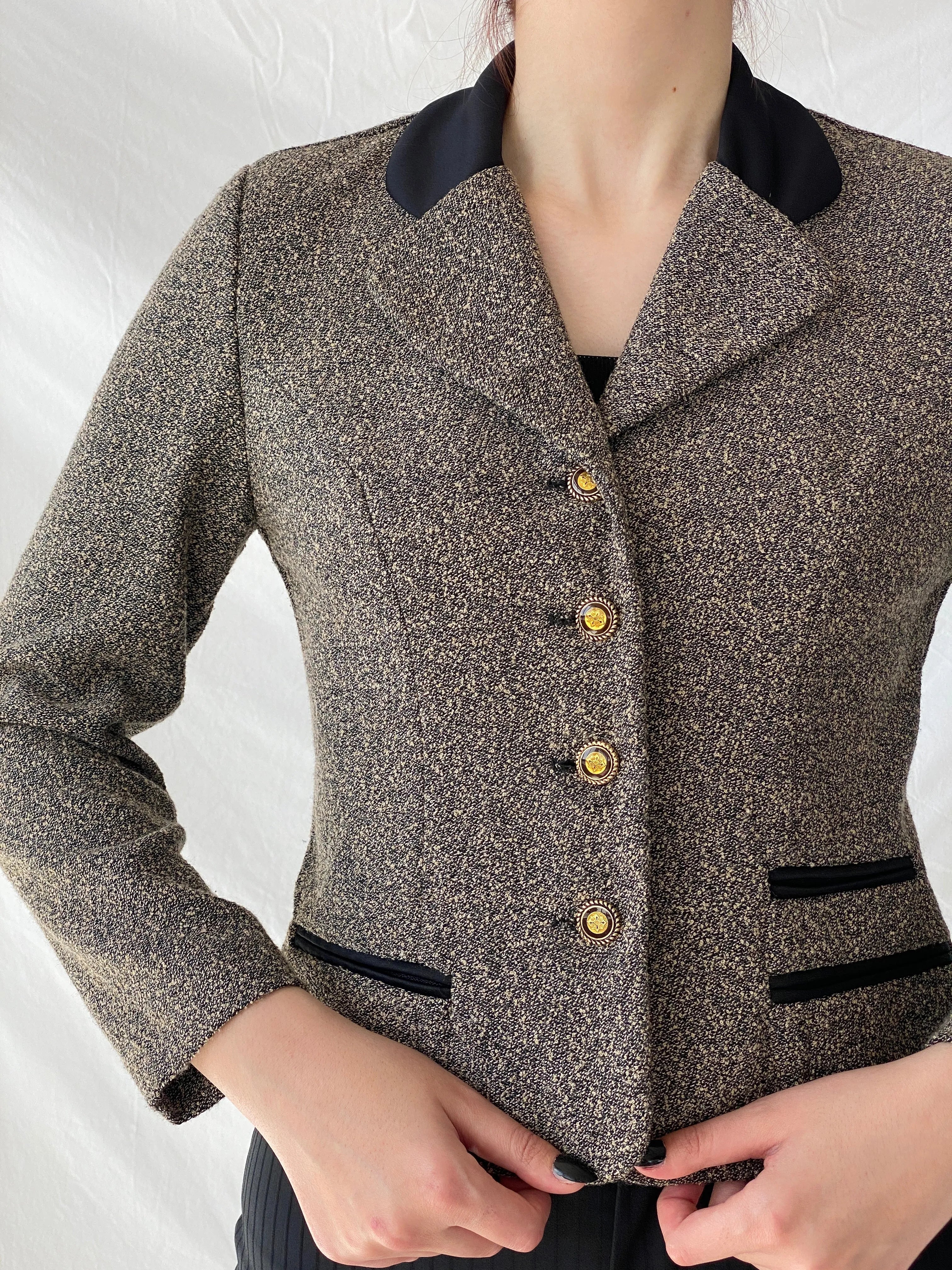Gorgeous Vintage Dani Max Petite Gray Tweed Fitted Women’s Blazer - M - Balagan Vintage Blazer 00s, Ayah, blazer, Coats&Jackets, full sleeve blazer, striped, tweed blazer, Women's Blazers