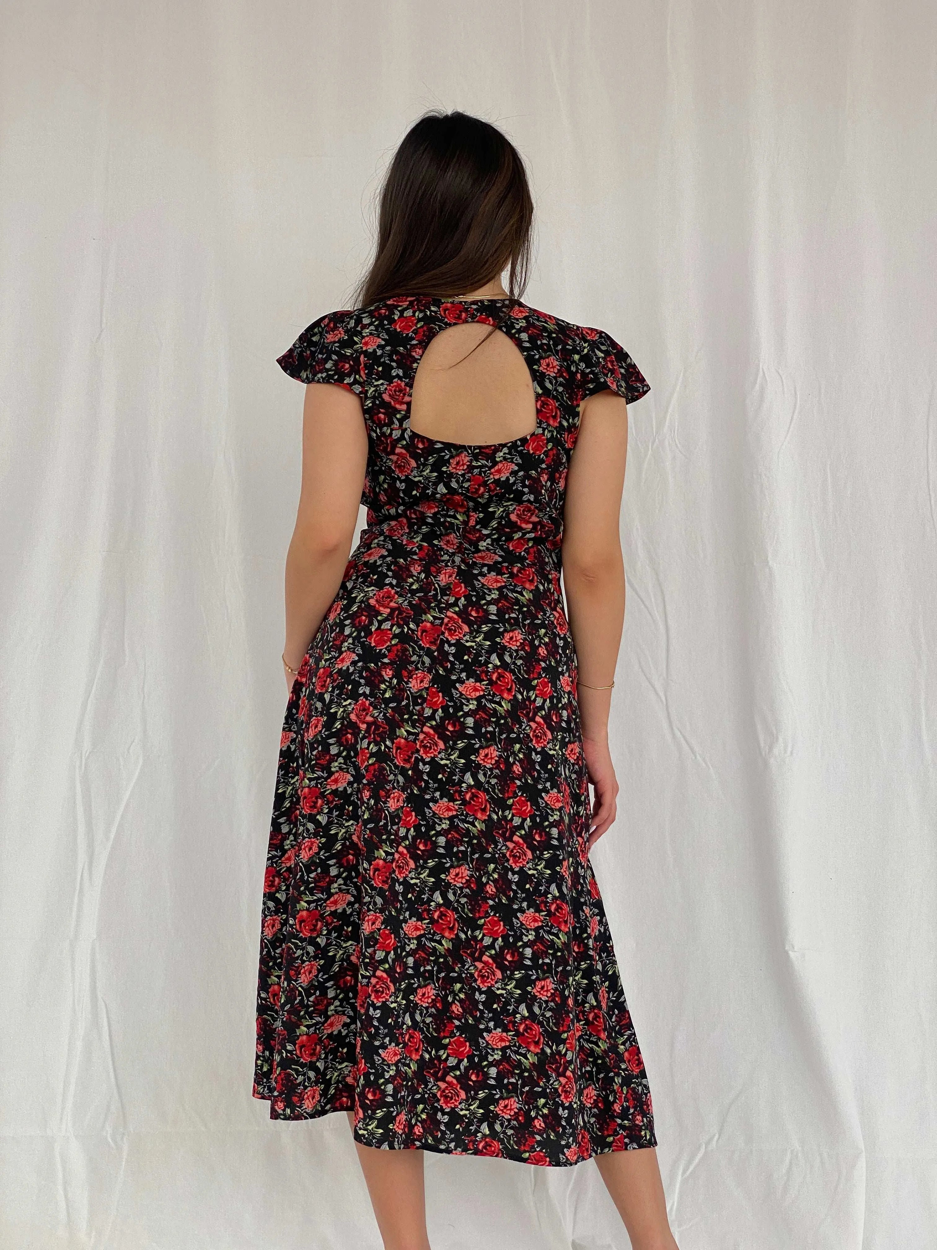 Gorgeous Vintage Floral Button Up Dress - Size M - Balagan Vintage Maxi Dress 00s, 00s dress, floral, floral dress, floral print, maxi dress, Rama
