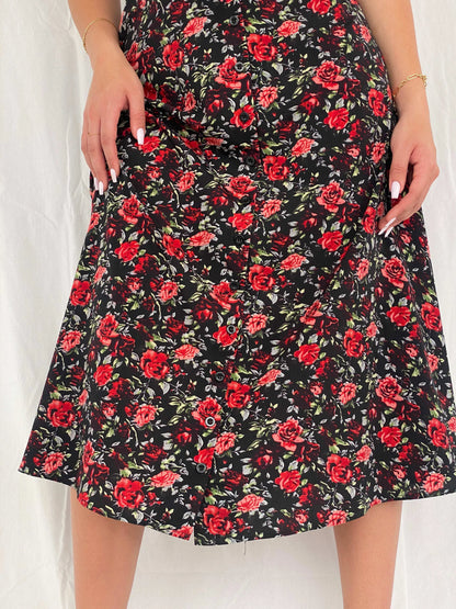 Gorgeous Vintage Floral Button Up Dress - Size M - Balagan Vintage Maxi Dress 00s, 00s dress, Deals, floral, floral dress, floral print, maxi dress, Rama