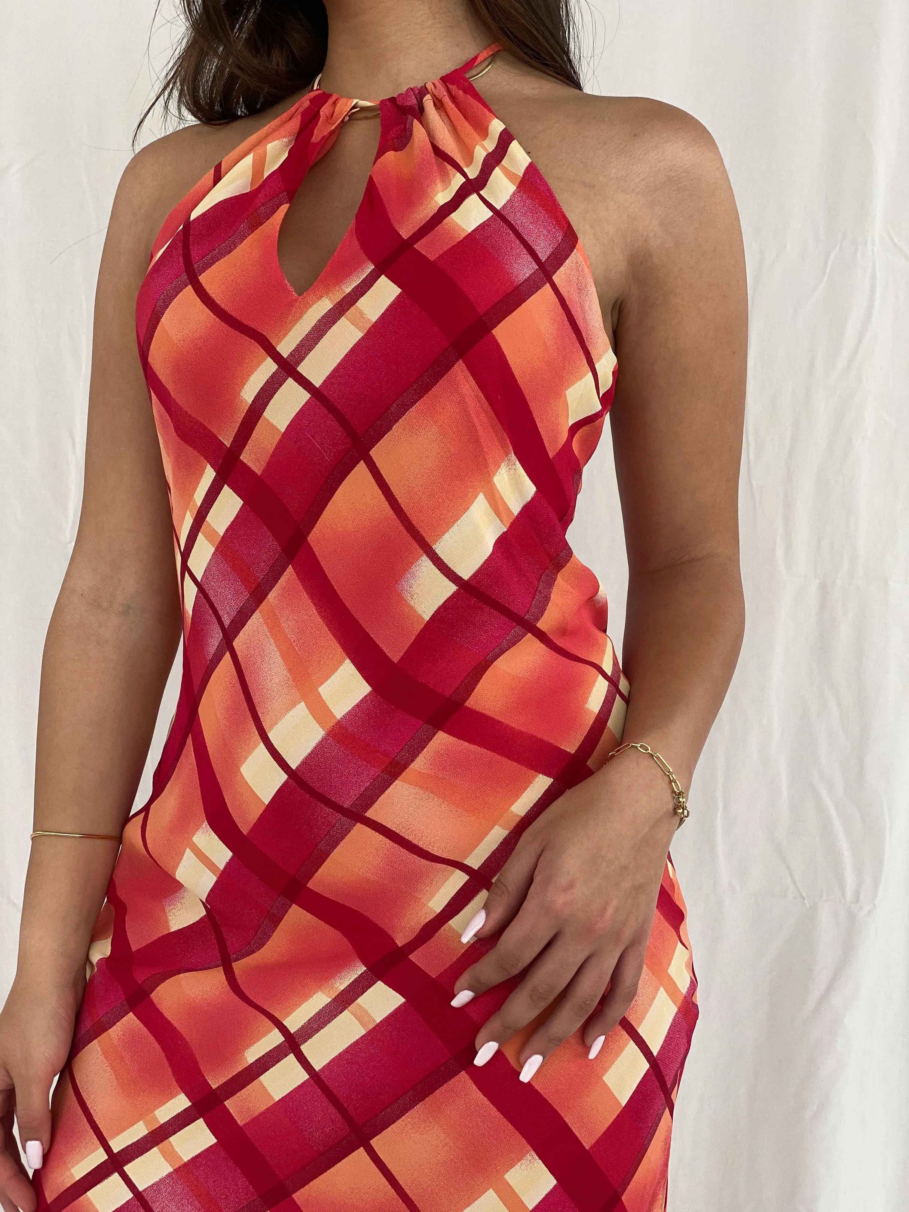 Gorgeous Y2K CELOP Orange Midi Halter Dress - Size M - Balagan Vintage Midi Dress 00s, 00s dress, Deals, midi dress, Rama
