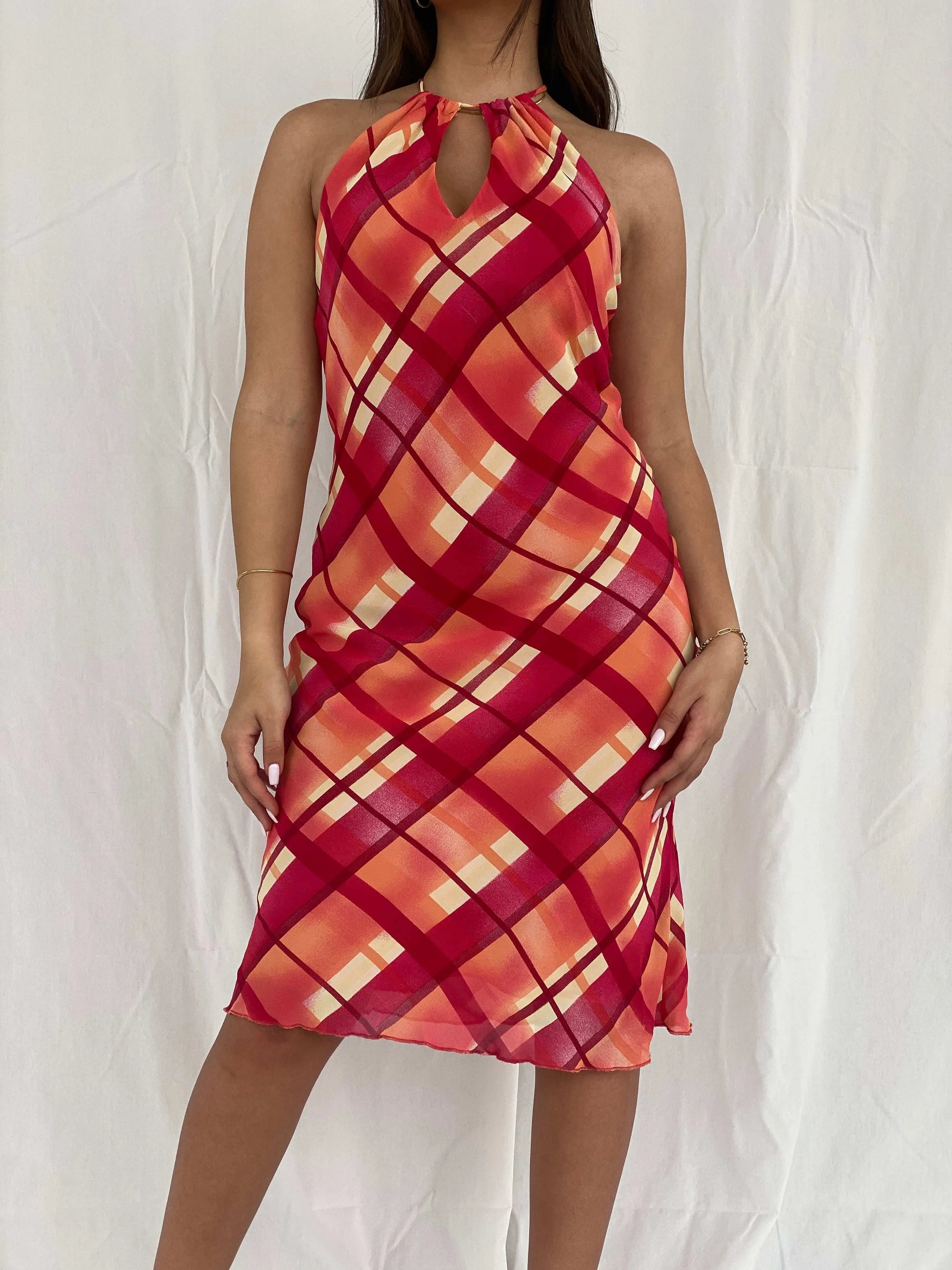 Gorgeous Y2K CELOP Orange Midi Halter Dress - Size M - Balagan Vintage Midi Dress 00s, 00s dress, Deals, midi dress, Rama