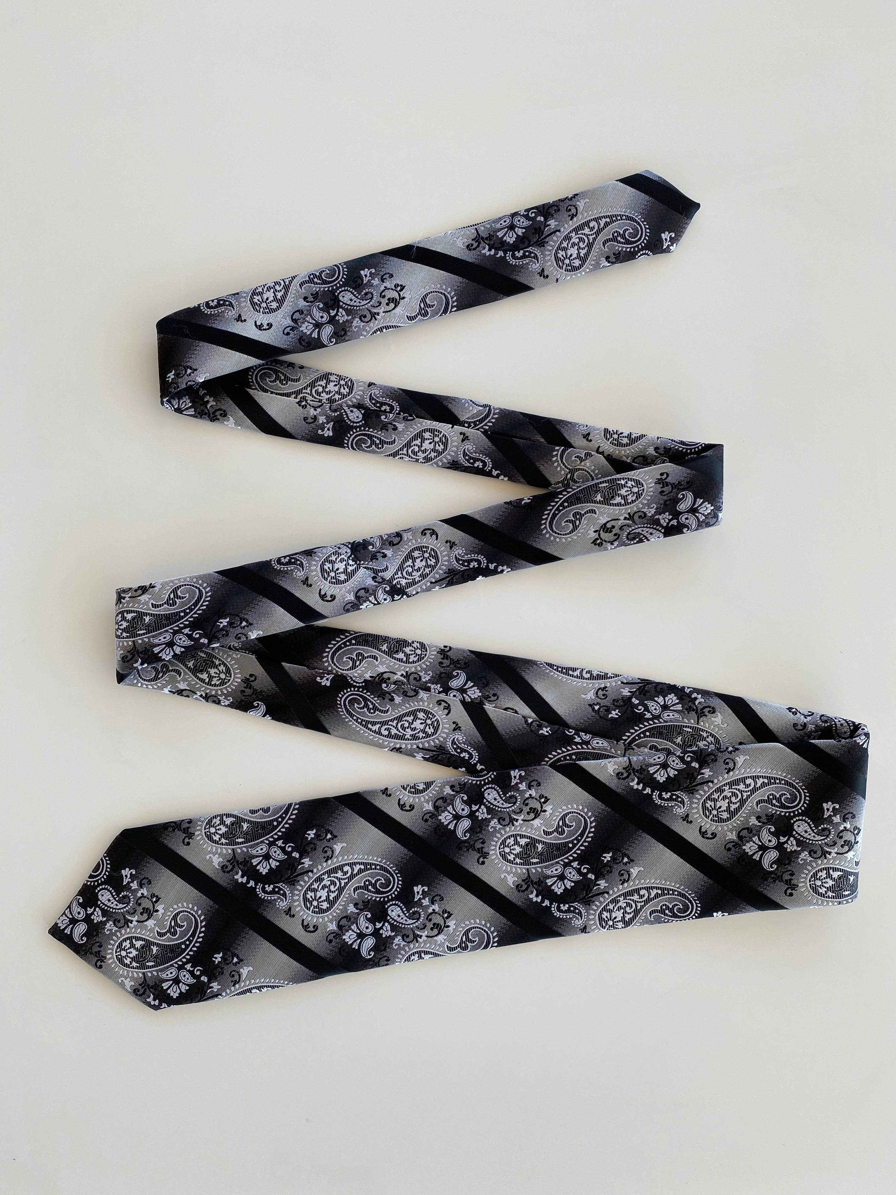 Handmade Pegasus Black & White Paisley Print Men’s Neck Tie - Balagan Vintage Ties printed ties, tie, vintage, vintage ties