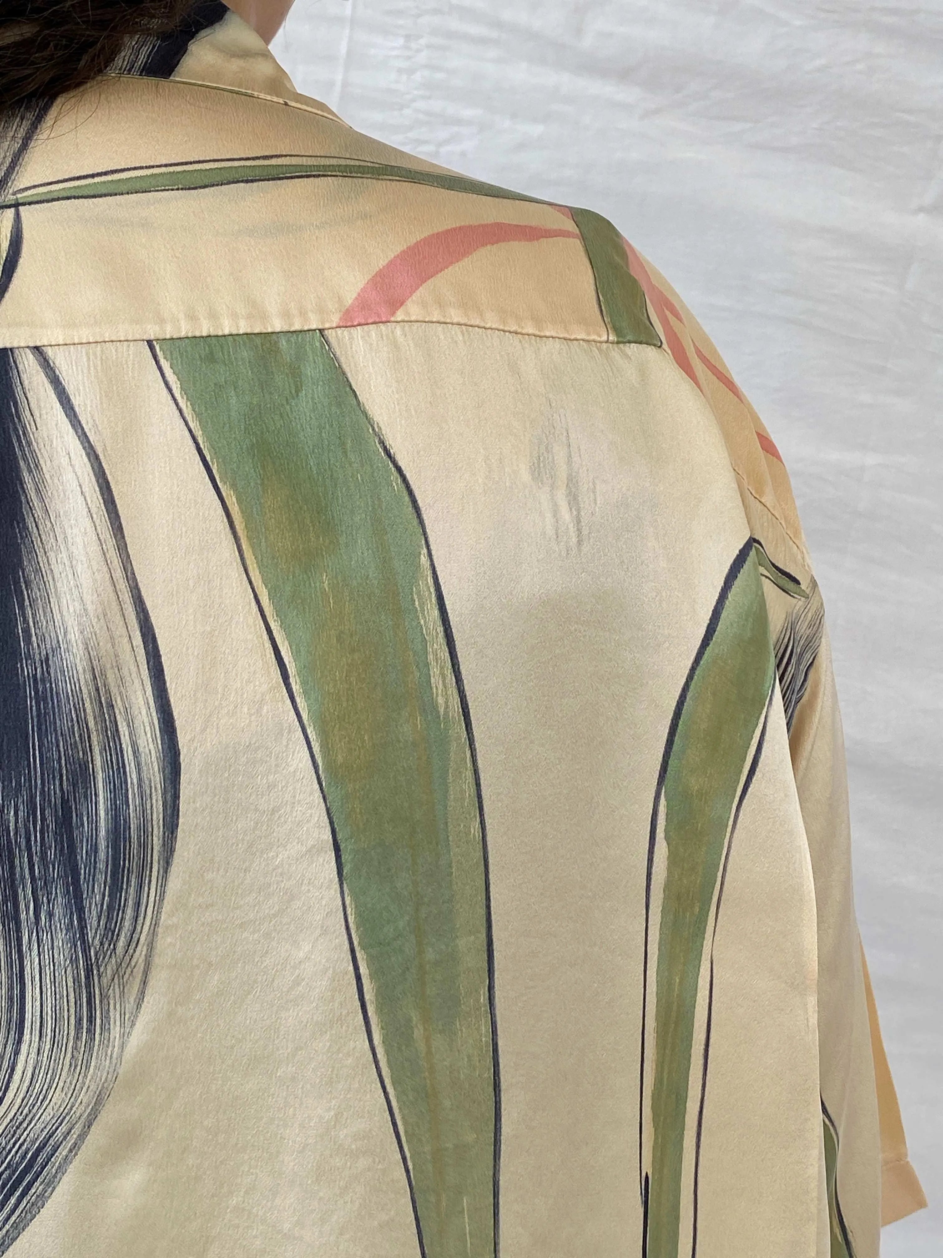 Handmade Vintage Abstract Print Oversized Button Shirt - XL - Balagan Vintage Half Sleeve Shirt 00s, 90s, Deals, Dina, half sleeve shirt, oversized, oversized shirt, print, printed shirt