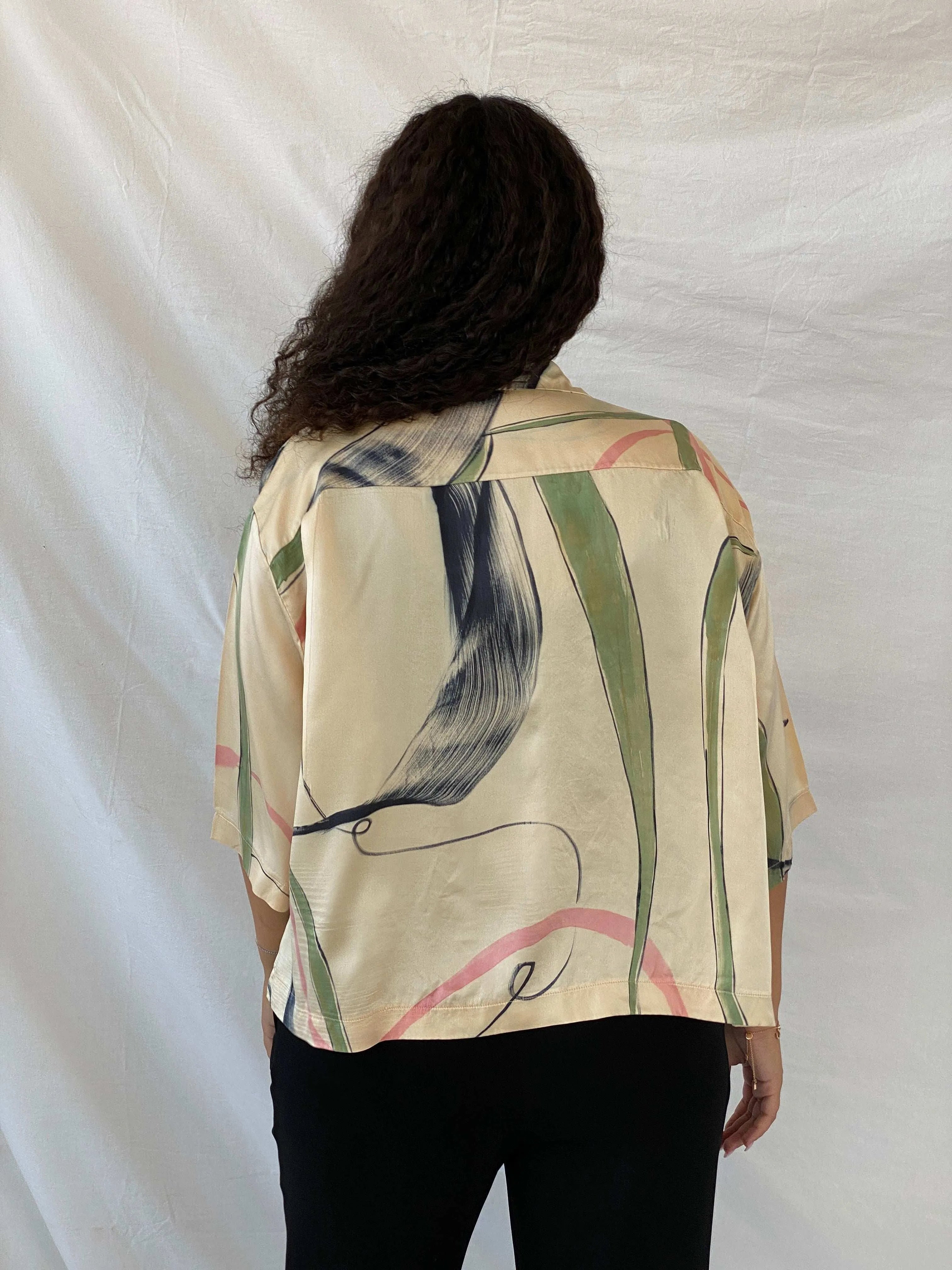 Handmade Vintage Abstract Print Oversized Button Shirt - XL - Balagan Vintage Half Sleeve Shirt 00s, 90s, Deals, Dina, half sleeve shirt, oversized, oversized shirt, print, printed shirt