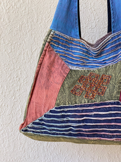 Hippie Hobo Bohemian Multi-colored Patchwork Cotton Shoulder Bag - Balagan Vintage Shoulder Bag 00s, 90s, bag, Boho, NEW IN, shoulder bag, Y2K