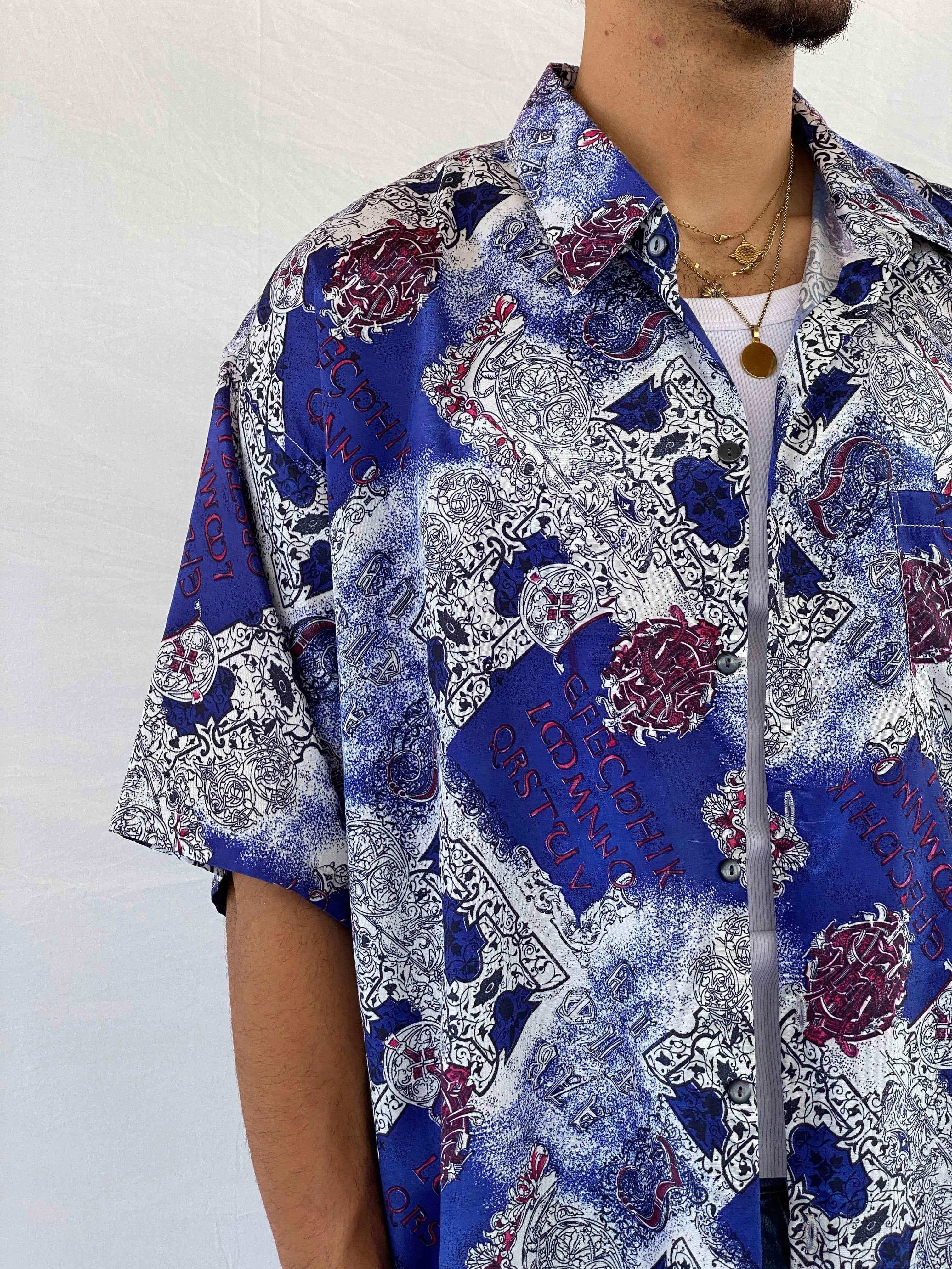 Vintage THAI Silk Printed Shirt - Balagan Vintage Half Sleeve Shirt 90s, Abdullah, half sleeve shirt, men, NEW IN, shirts